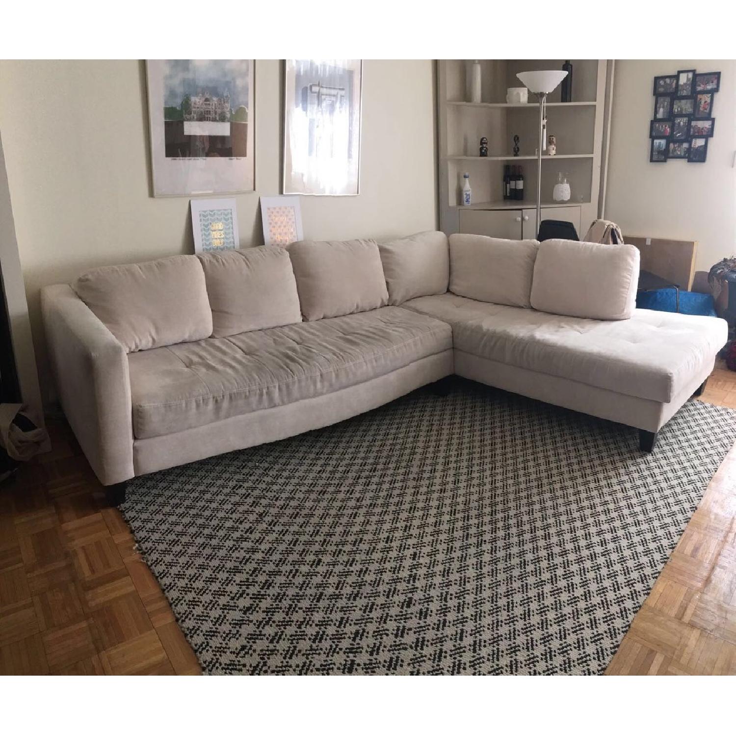 Macy's L-Shaped Sectional in Cream - image-3