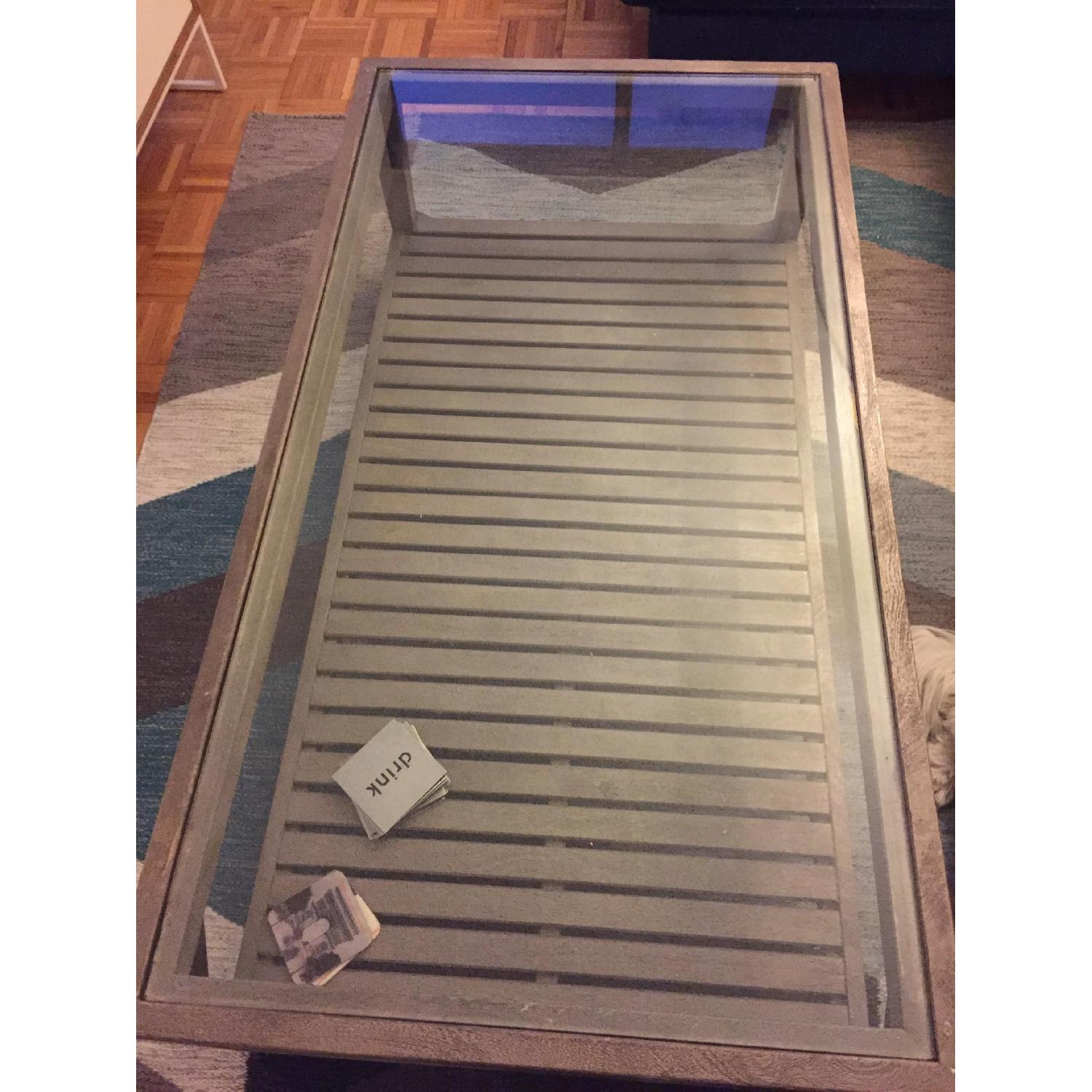 Pottery Barn Glass & Wood Coffee Table - image-1