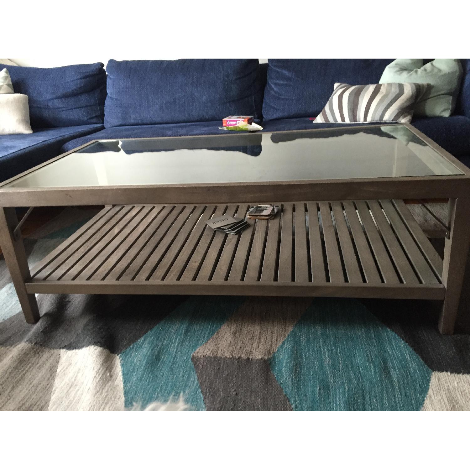 Pottery Barn Glass & Wood Coffee Table - image-3