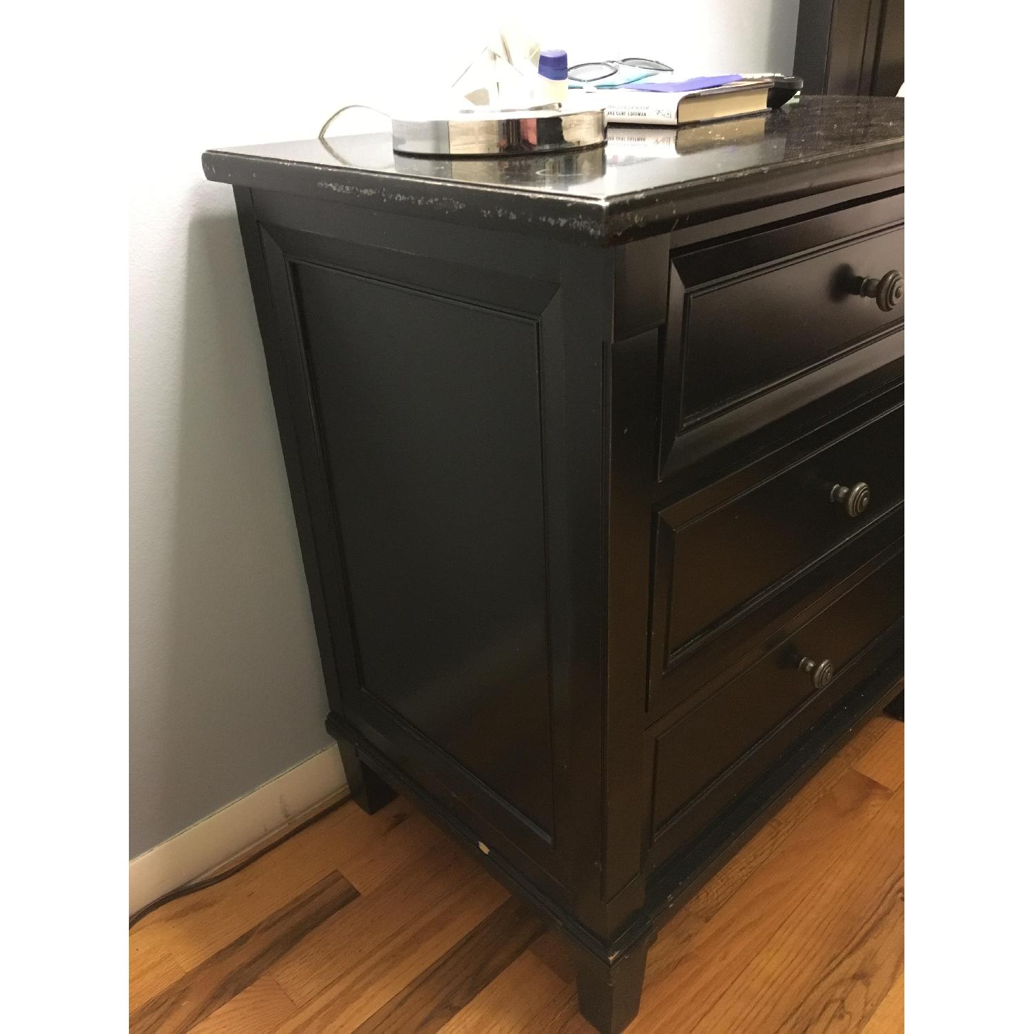 Solid Dark Wood 3 Drawer Bedside Table - image-3