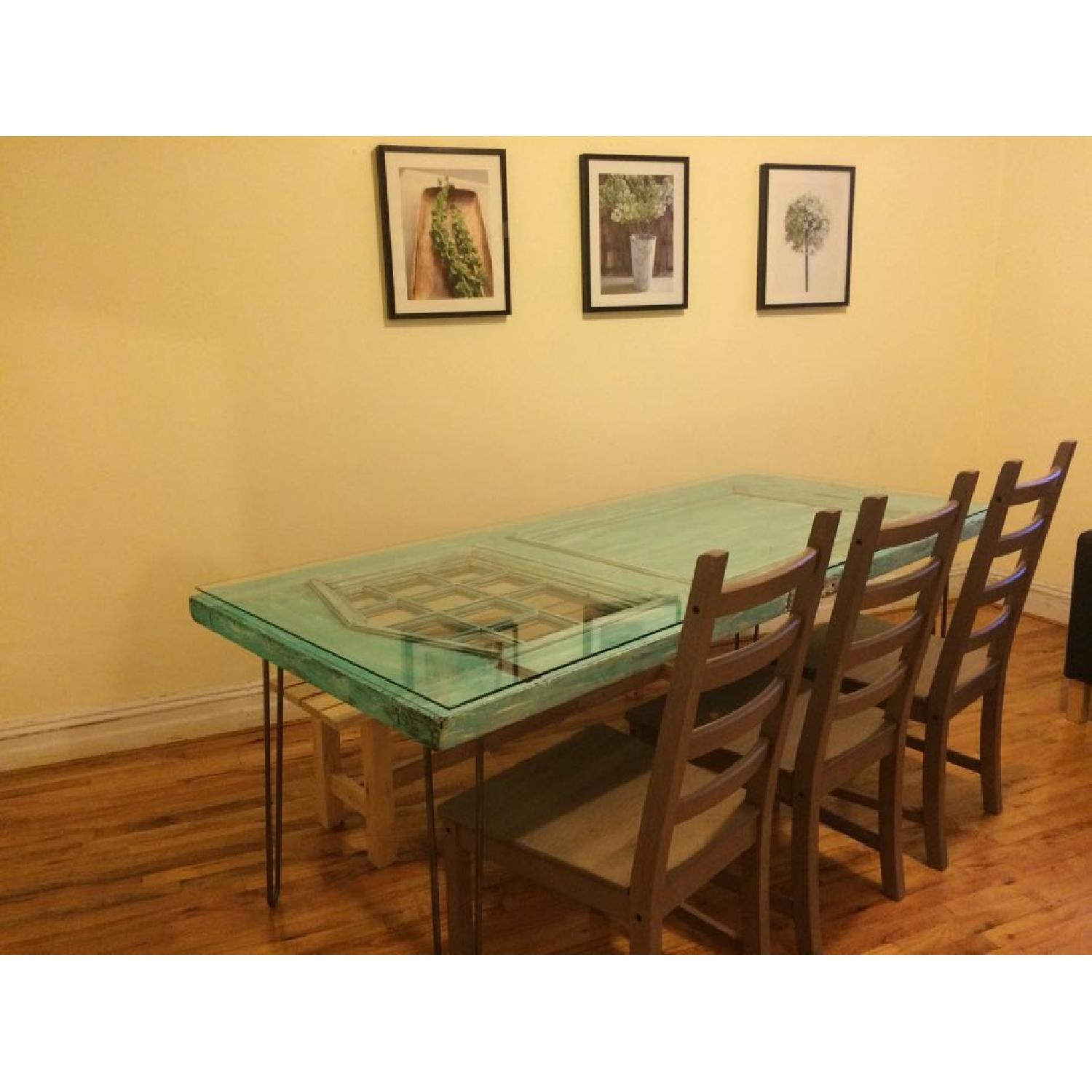Antique Door Table w/ 4 Chairs - image-1
