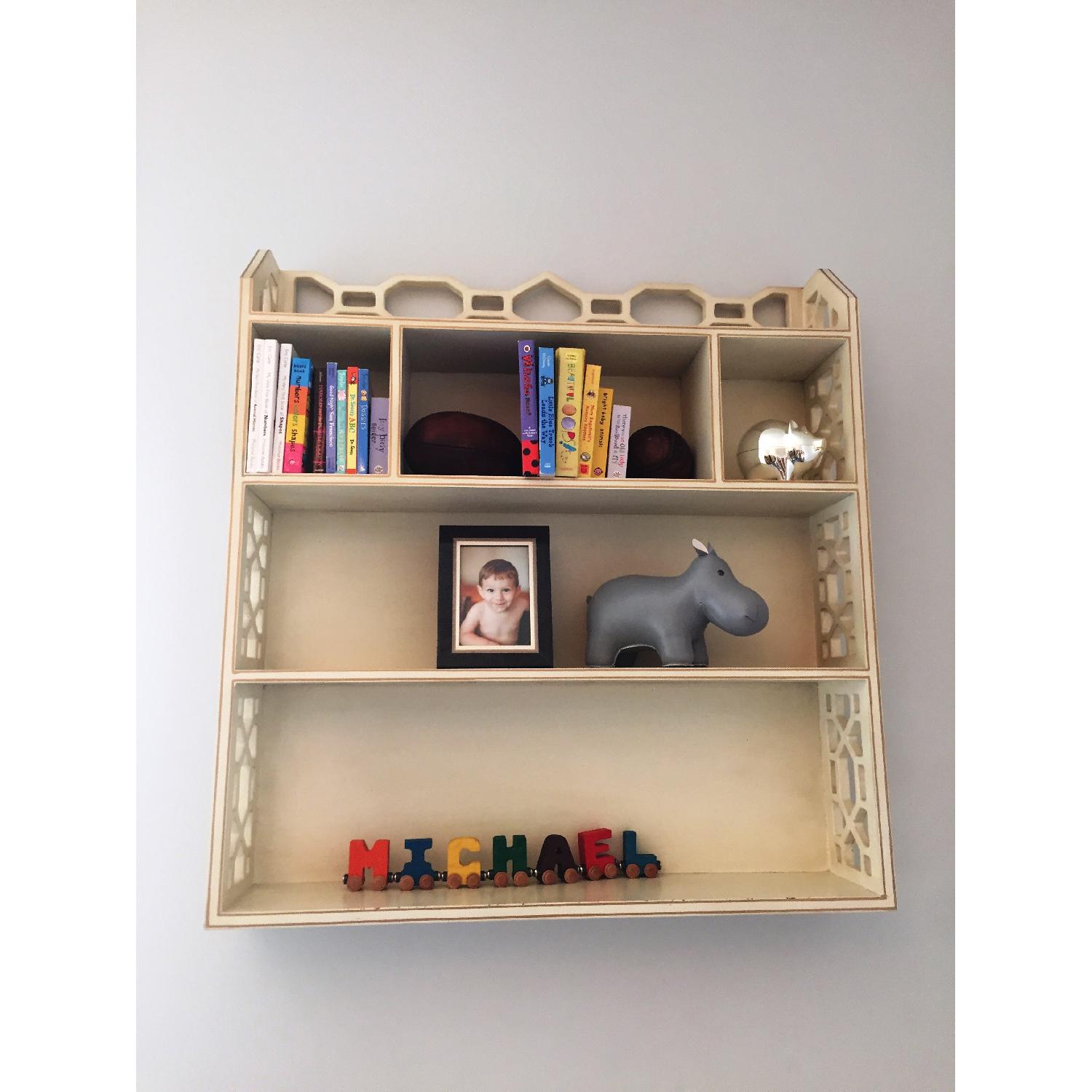 Distressed White Wall Shelving Unit - image-1