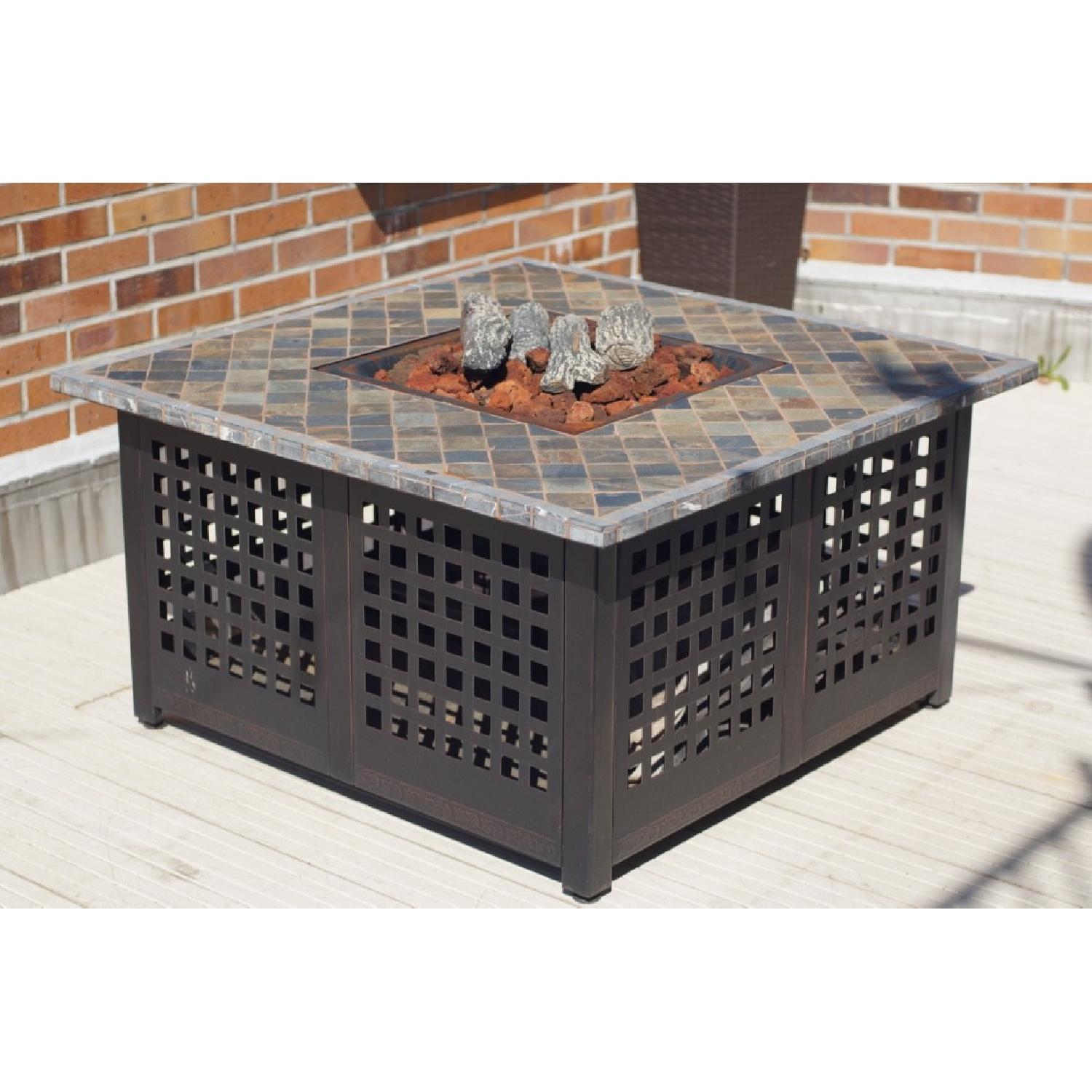 Blue Rhino Gas Outdoor Firebowl w/ Slate/Marble Mantel - image-1