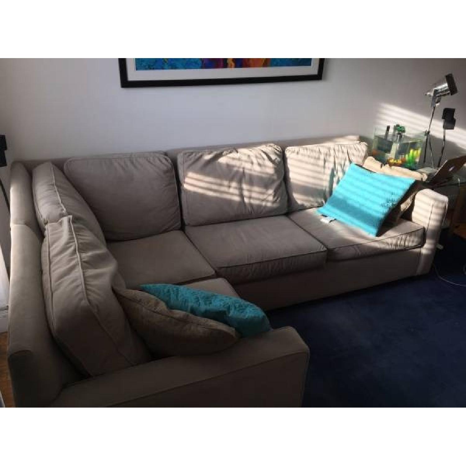 West Elm Henry Microfiber 3 Piece Sectional Couch in Ash Grey - image-1
