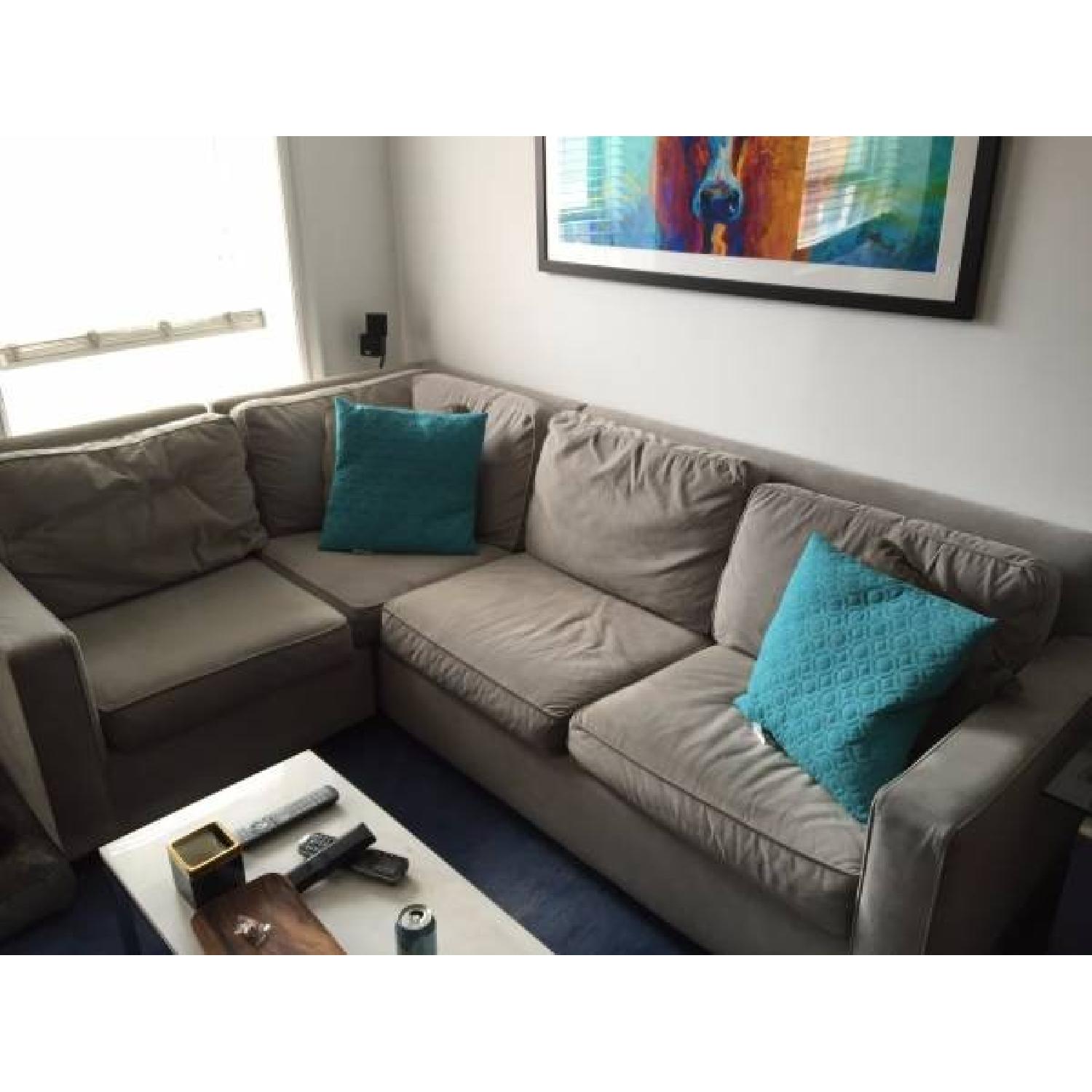 West Elm Henry Microfiber 3 Piece Sectional Couch in Ash Grey - image-2