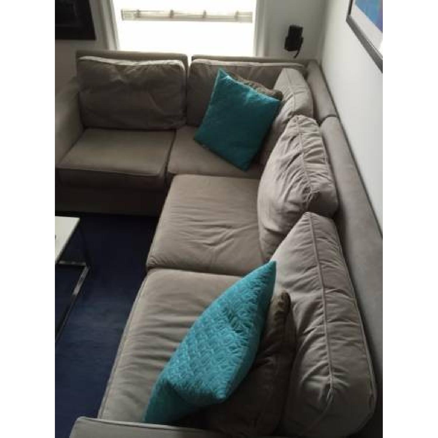 West Elm Henry Microfiber 3 Piece Sectional Couch in Ash Grey - image-3