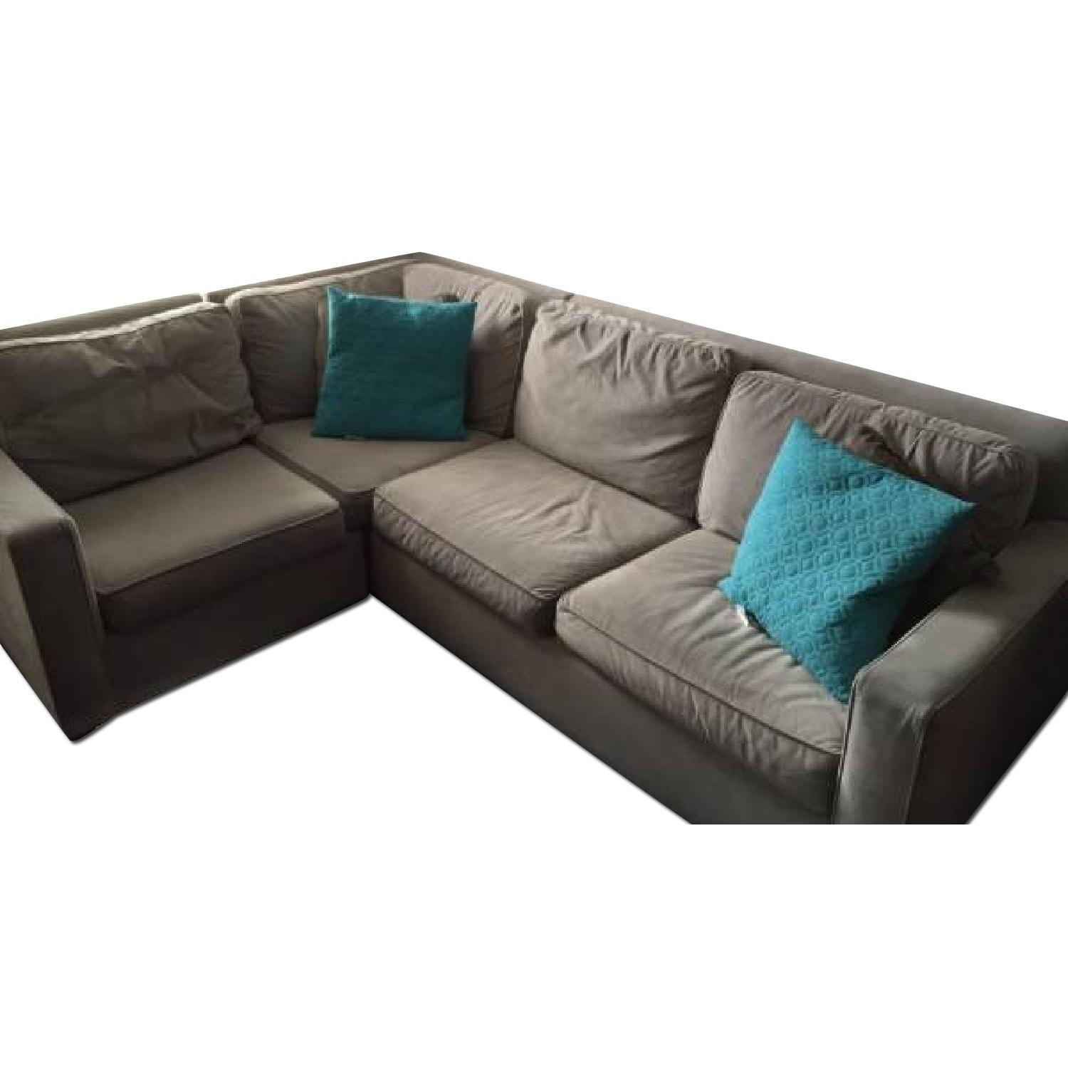 West Elm Henry Microfiber 3 Piece Sectional Couch in Ash Grey - image-0