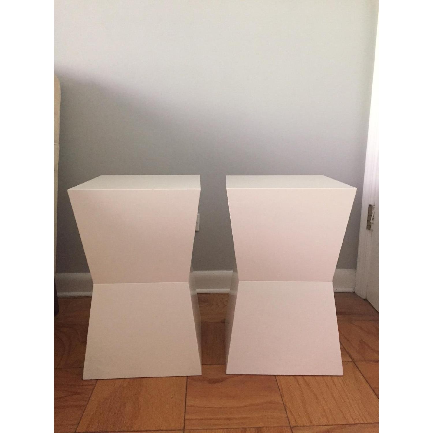 West Elm Rustic Block Side Tables - Pair - image-1
