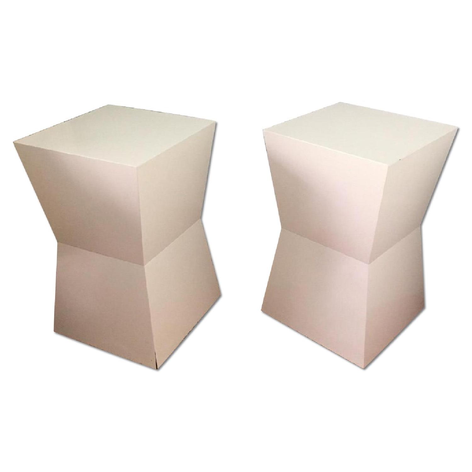 West Elm Rustic Block Side Tables - Pair - image-0