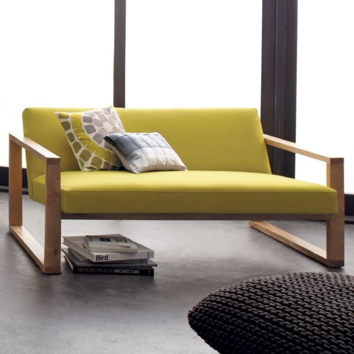 CB2 Upholstered Sofa w/ Wooden Arms - image-1