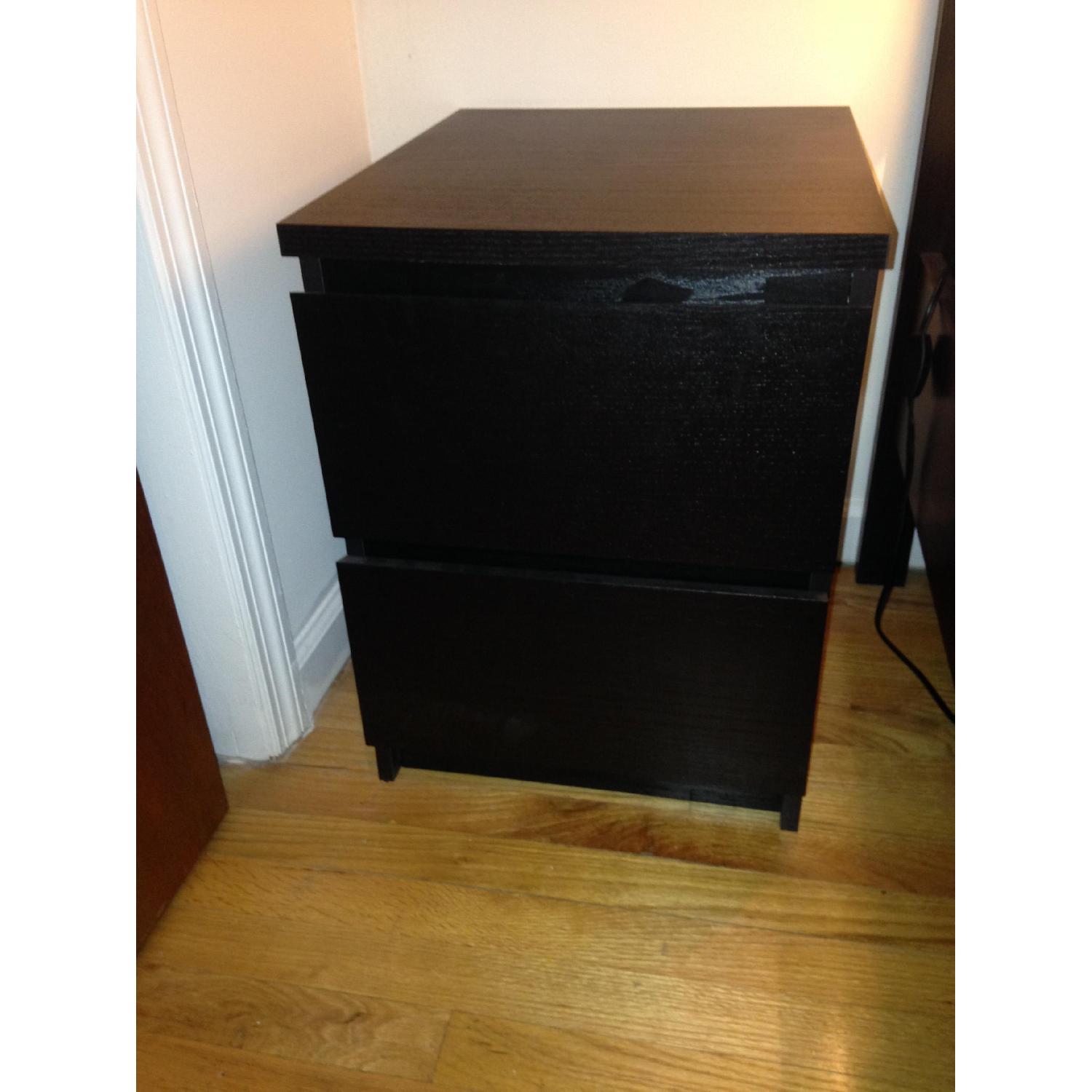 Ikea Black Wood Night Stand + Matching Chest Of Drawers - image-2