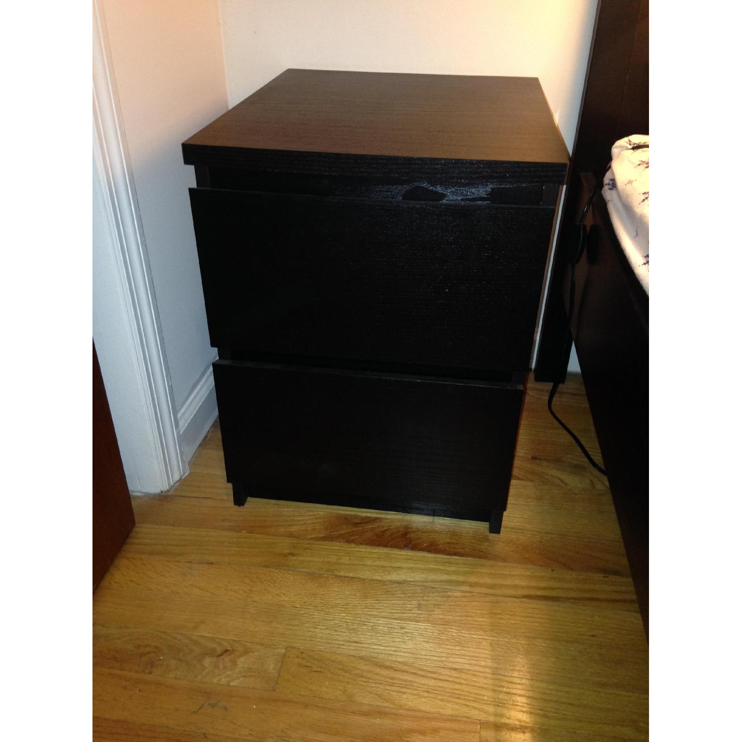 Ikea Black Wood Night Stand + Matching Chest Of Drawers - image-3