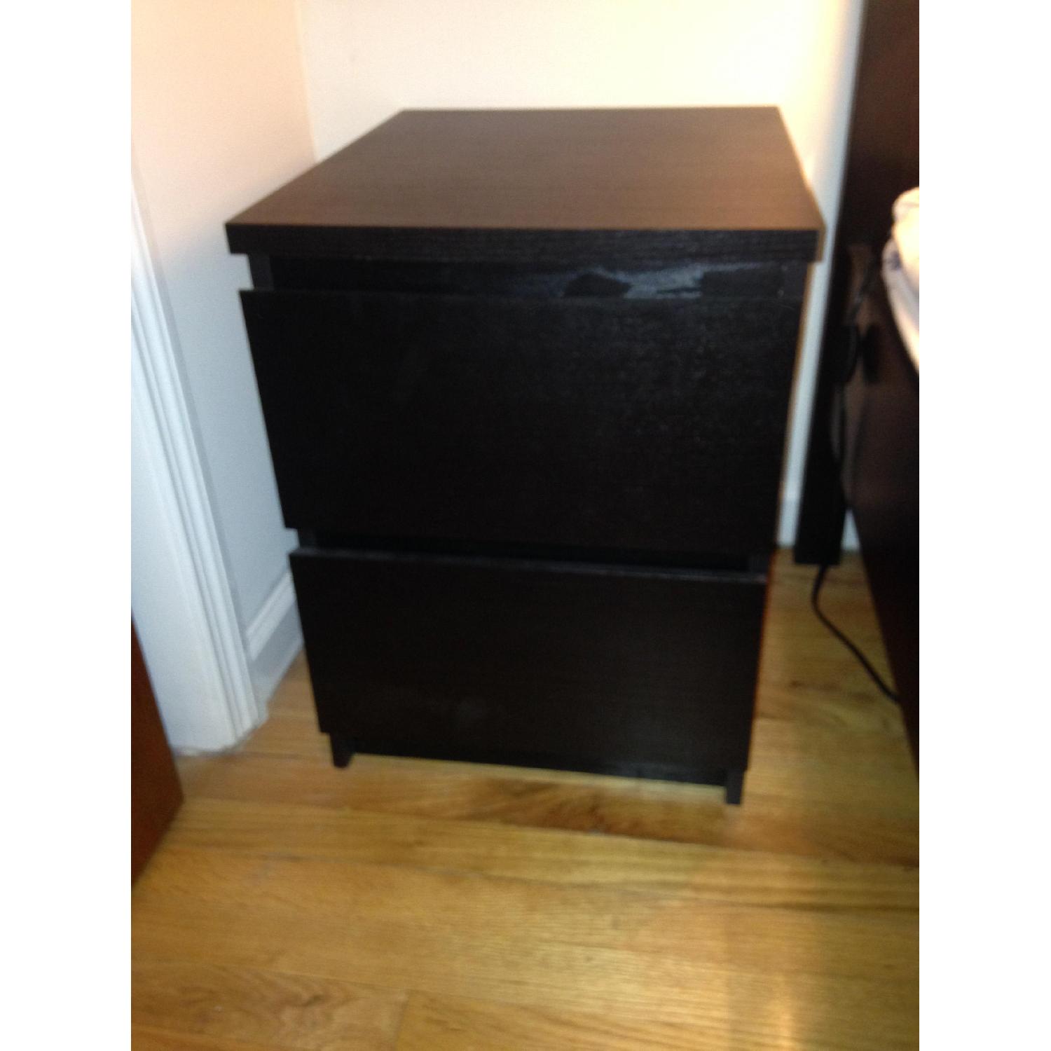 Ikea Black Wood Night Stand + Matching Chest Of Drawers - image-4