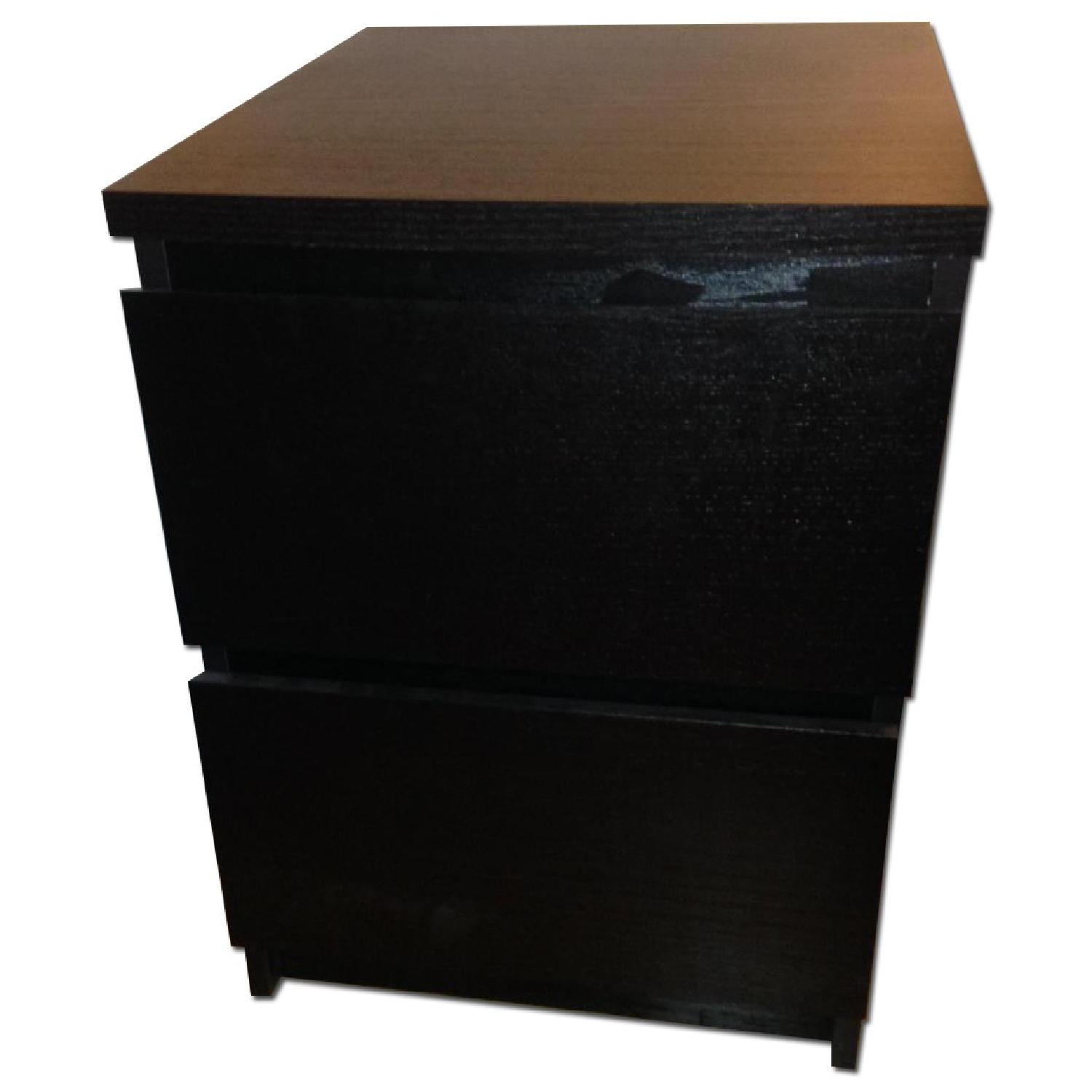 Ikea Black Wood Night Stand + Matching Chest Of Drawers - image-7
