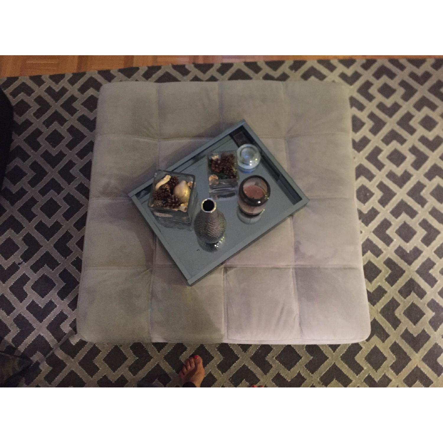 West Elm Dove Grey Essex Ottoman w/ Tray - image-1
