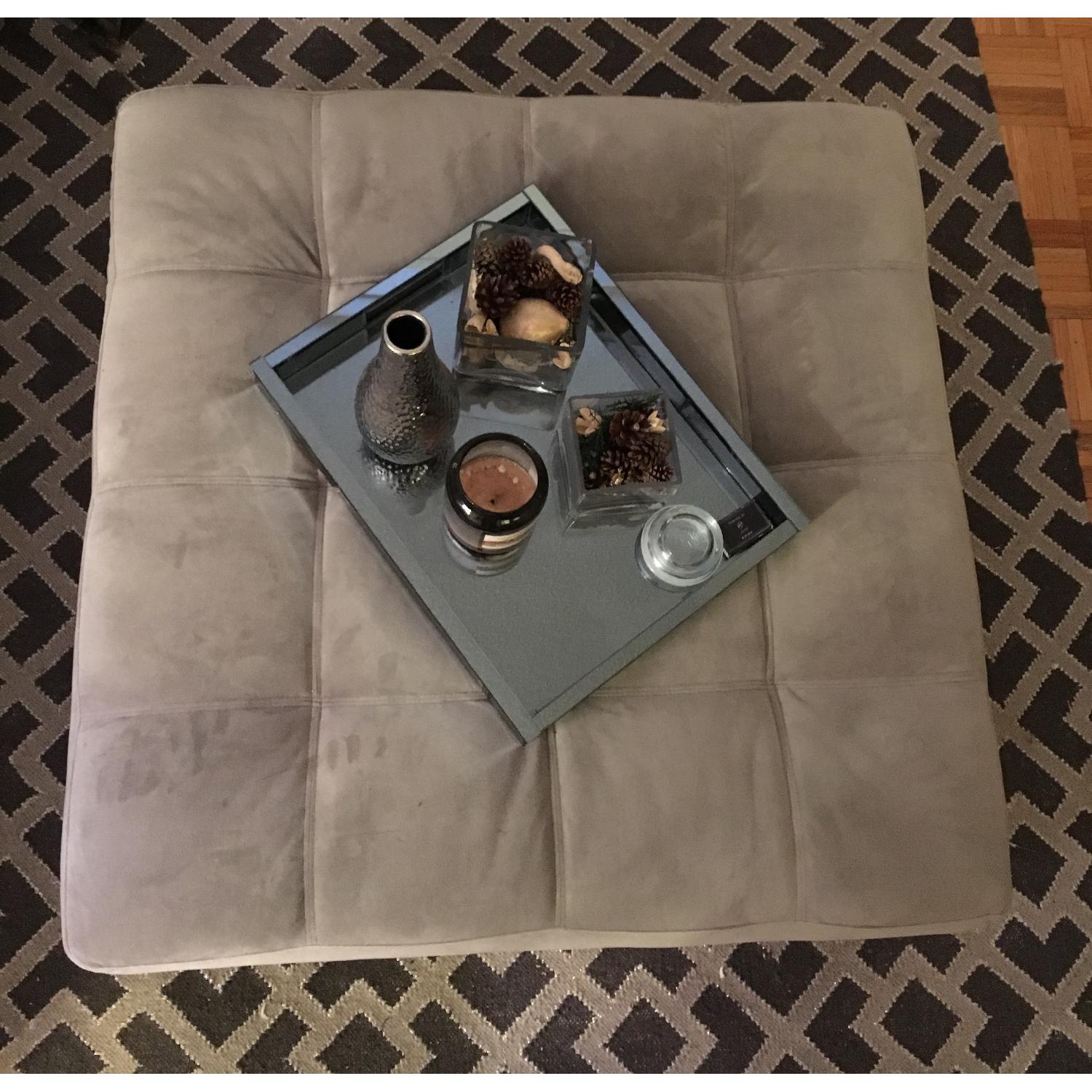 West Elm Dove Grey Essex Ottoman w/ Tray - image-2