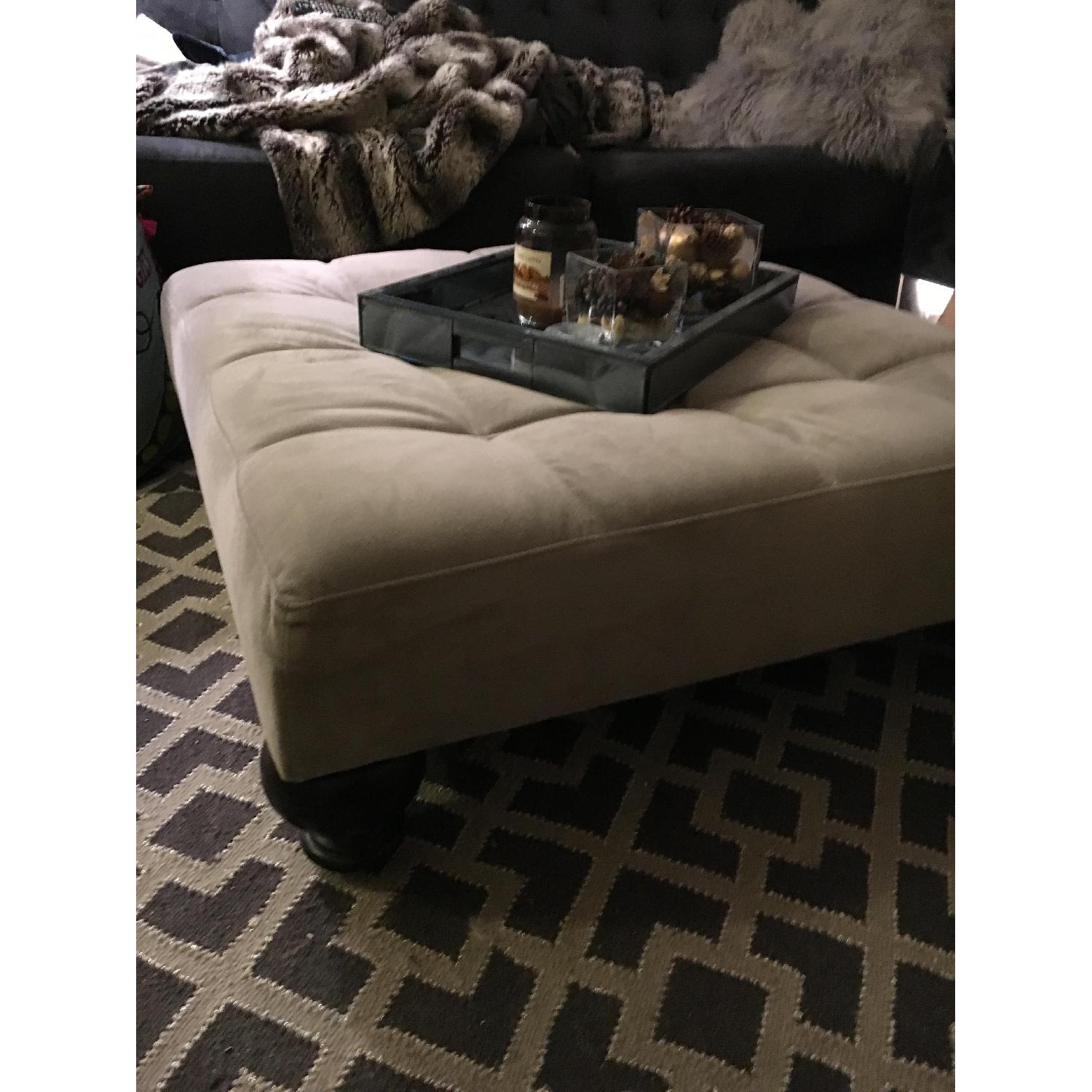 West Elm Dove Grey Essex Ottoman w/ Tray - image-3