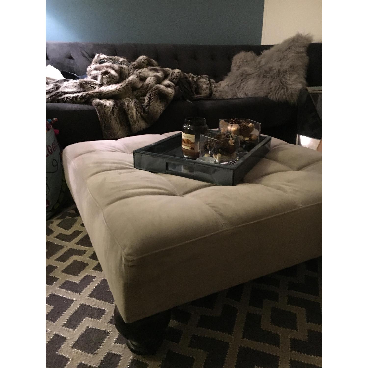 West Elm Dove Grey Essex Ottoman w/ Tray - image-4