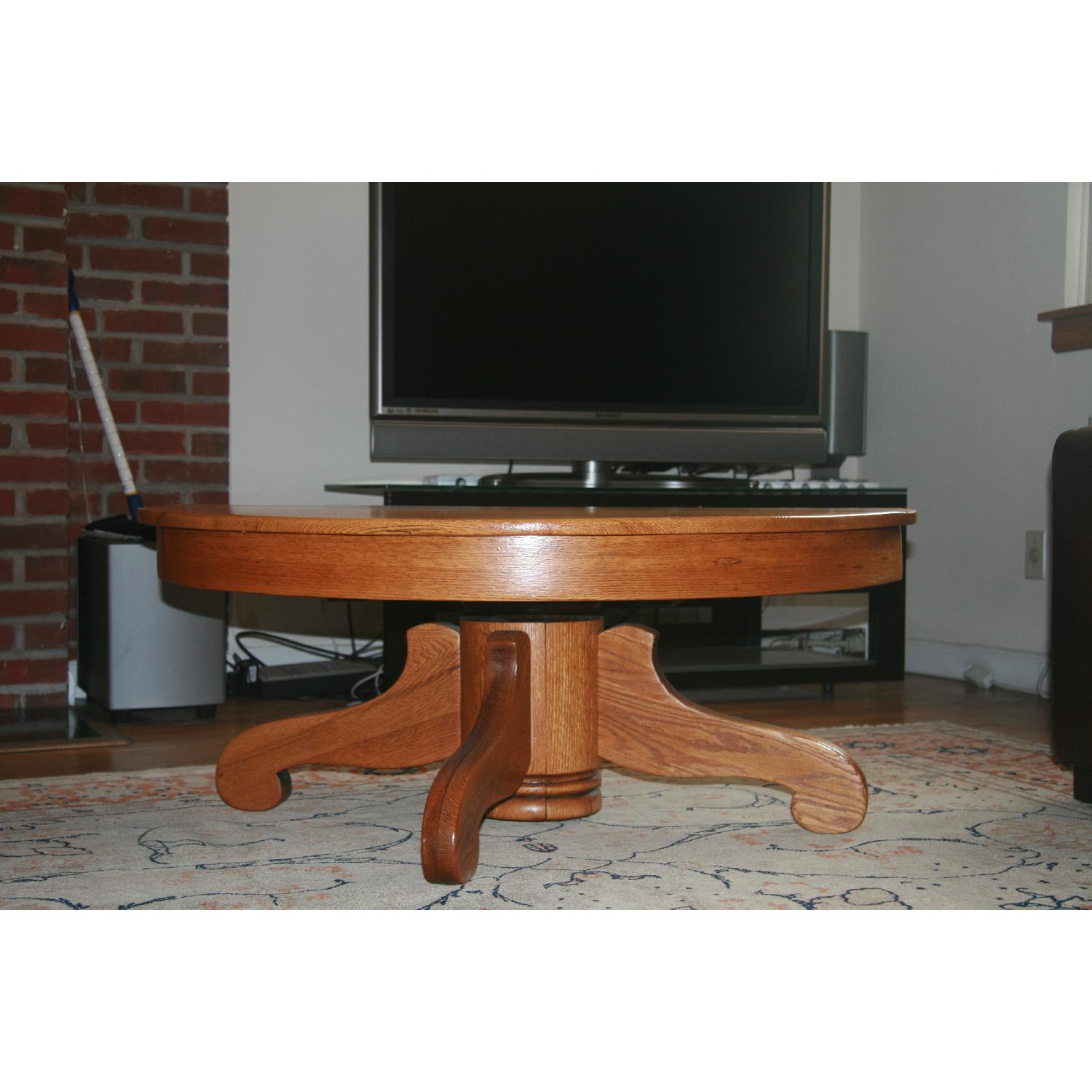 Antique Solid White Oak Coffee Table - image-2