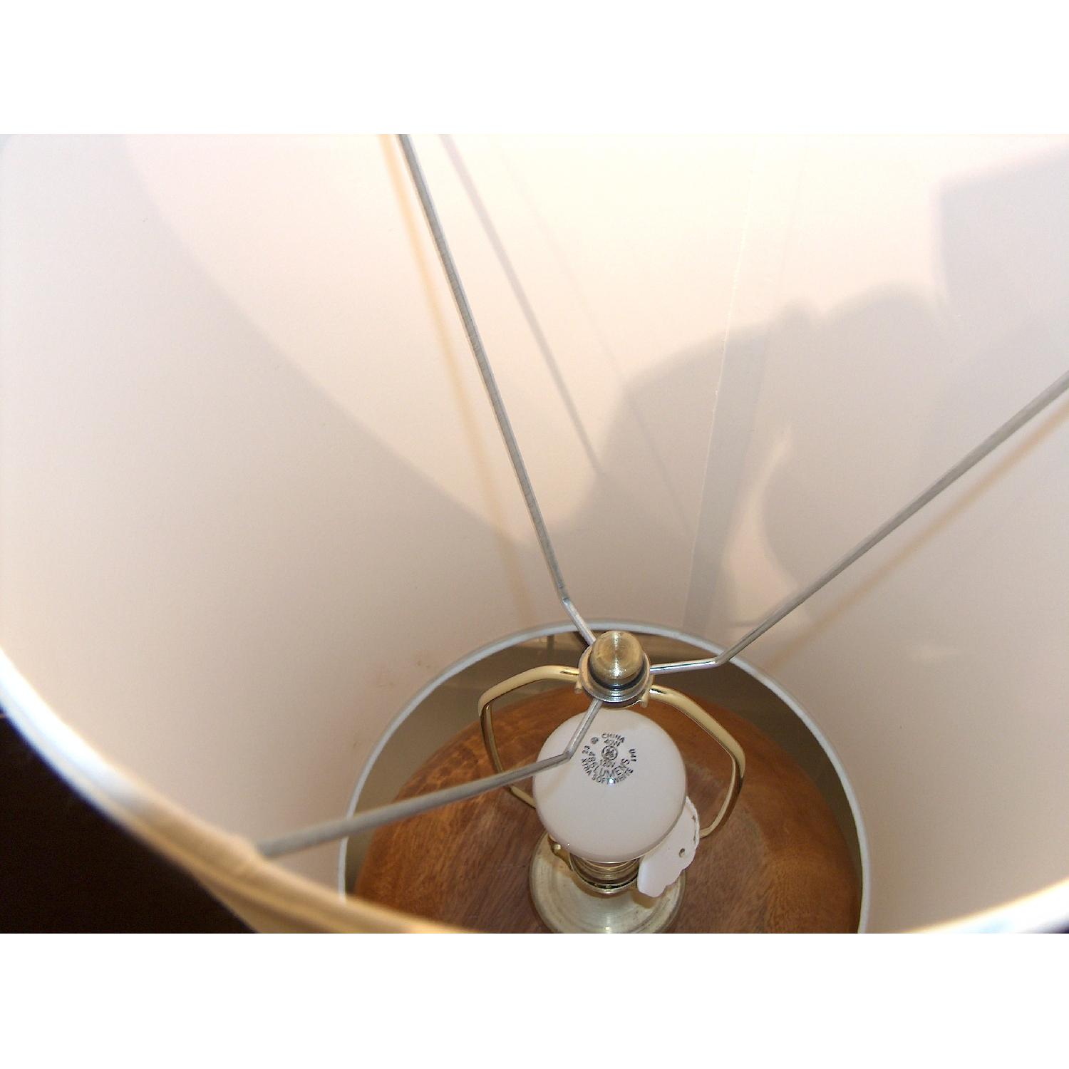 1960"s Walnut Table Lamp w/ Linen Shade - image-3