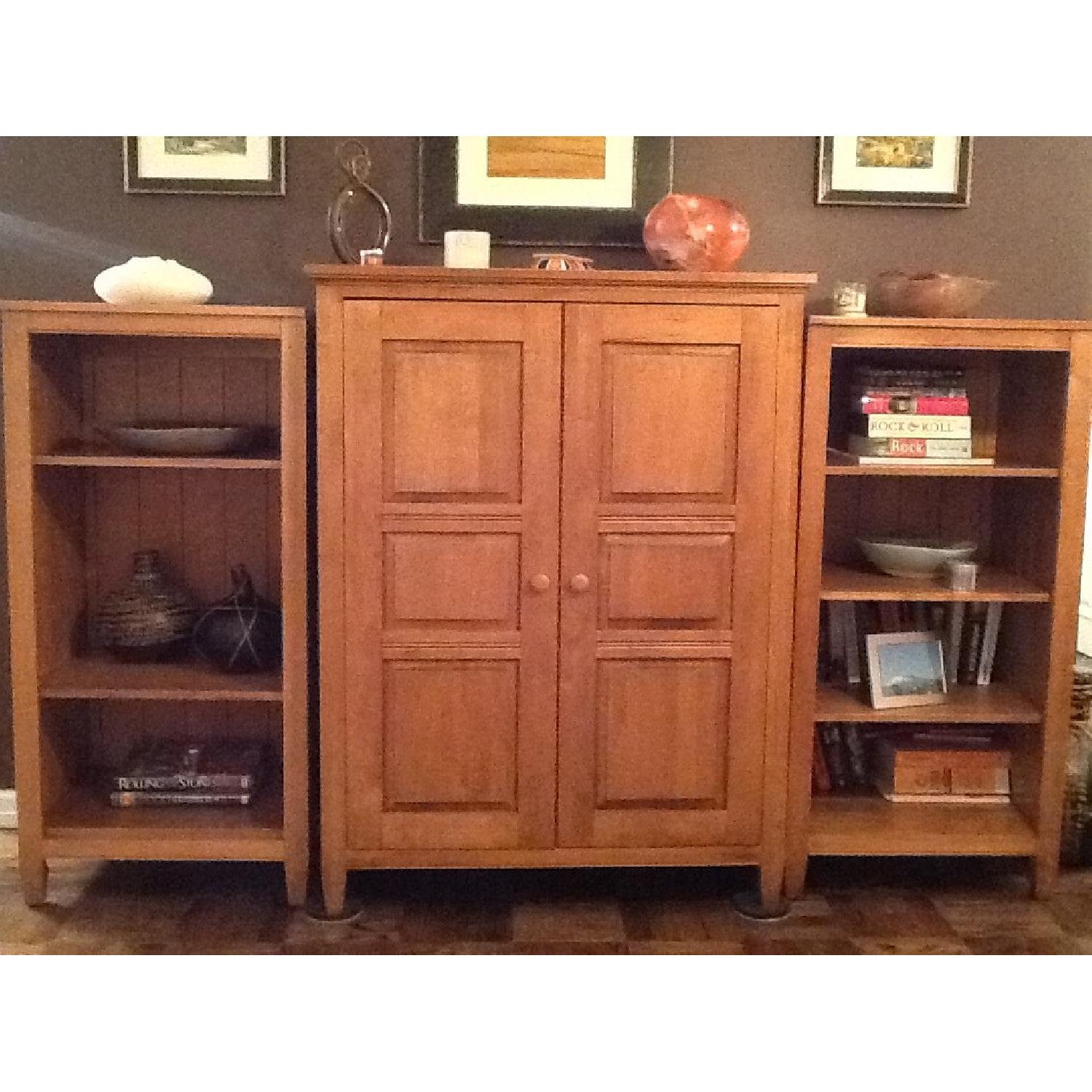 Ethan Allen Media Center w/ Side Bookcases - image-4