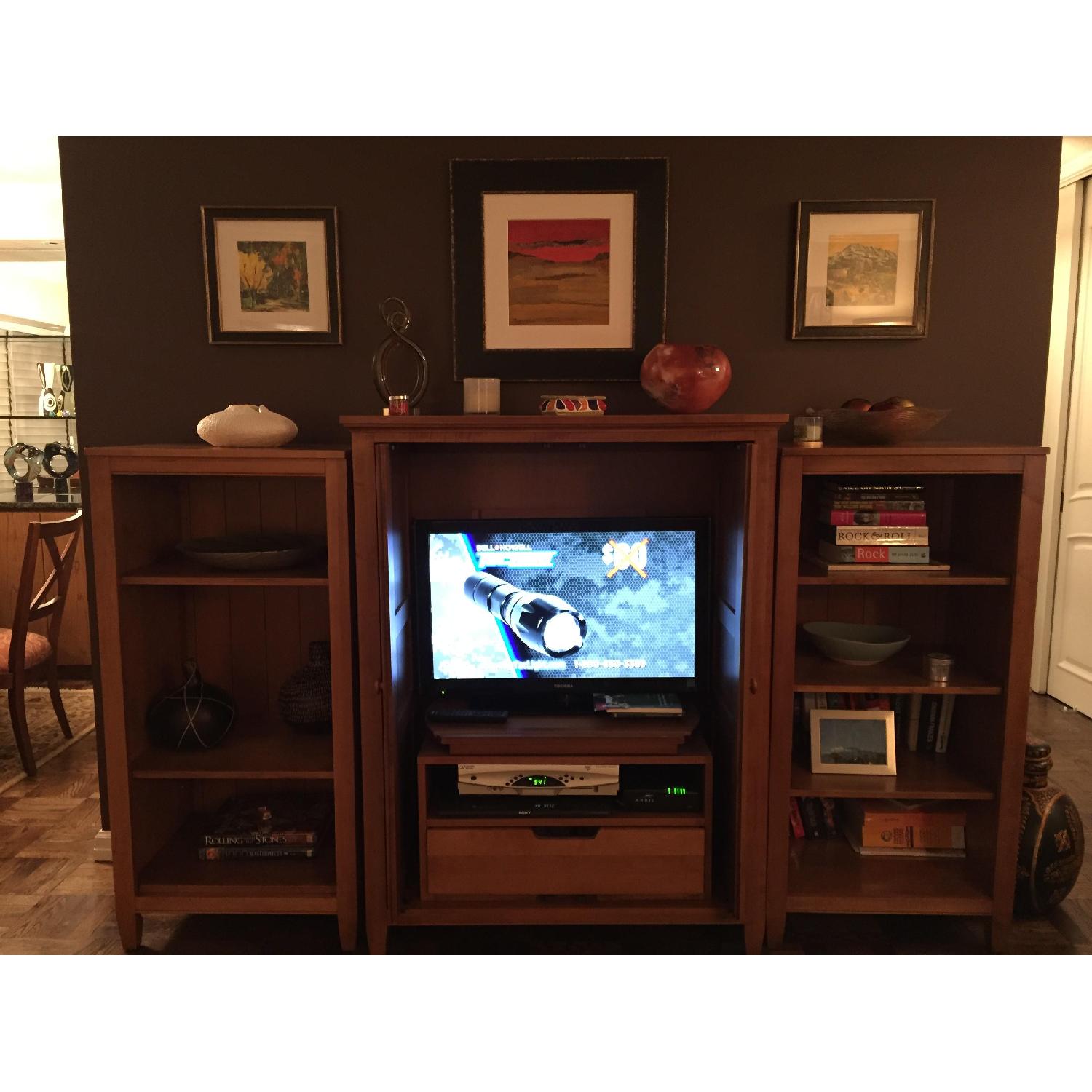 Ethan Allen Media Center w/ Side Bookcases - image-13
