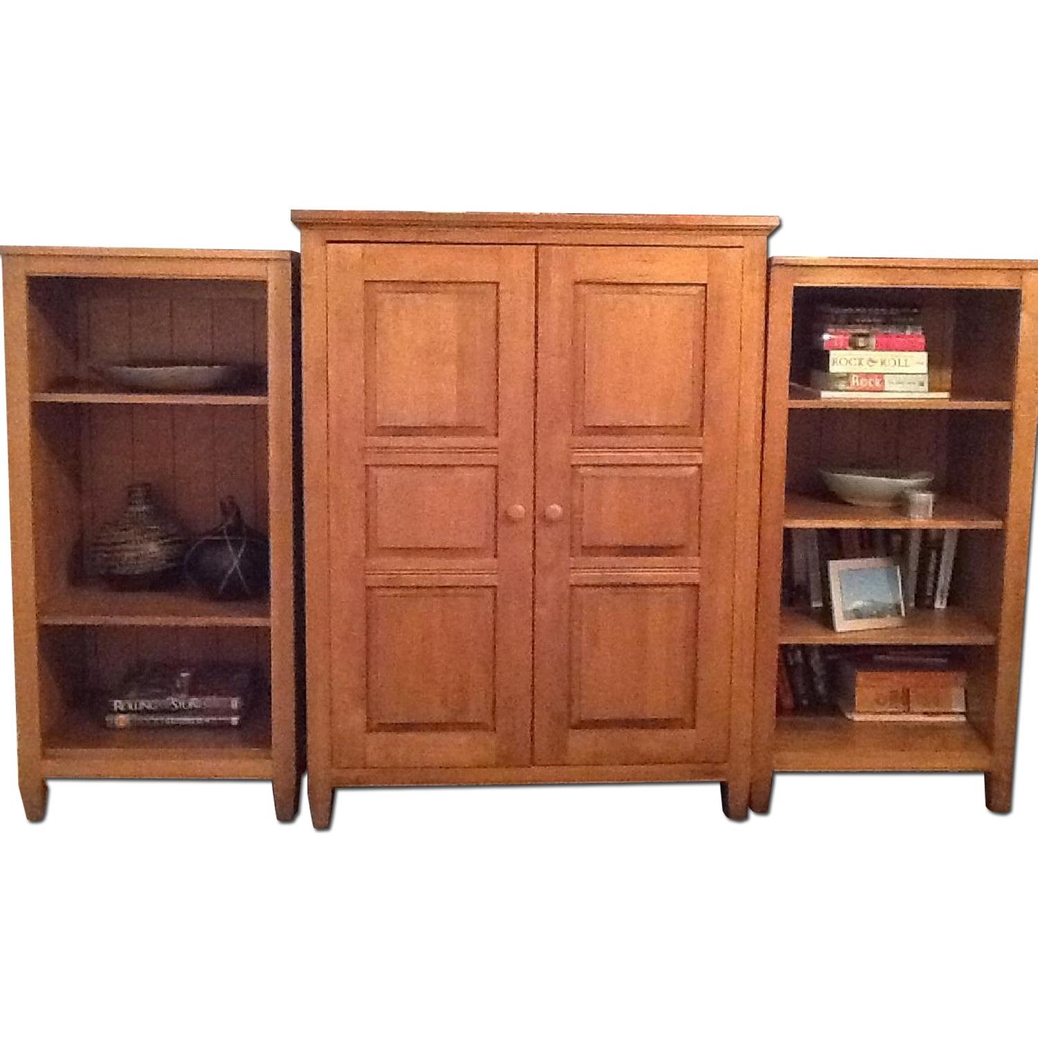Ethan Allen Media Center w/ Side Bookcases - image-0