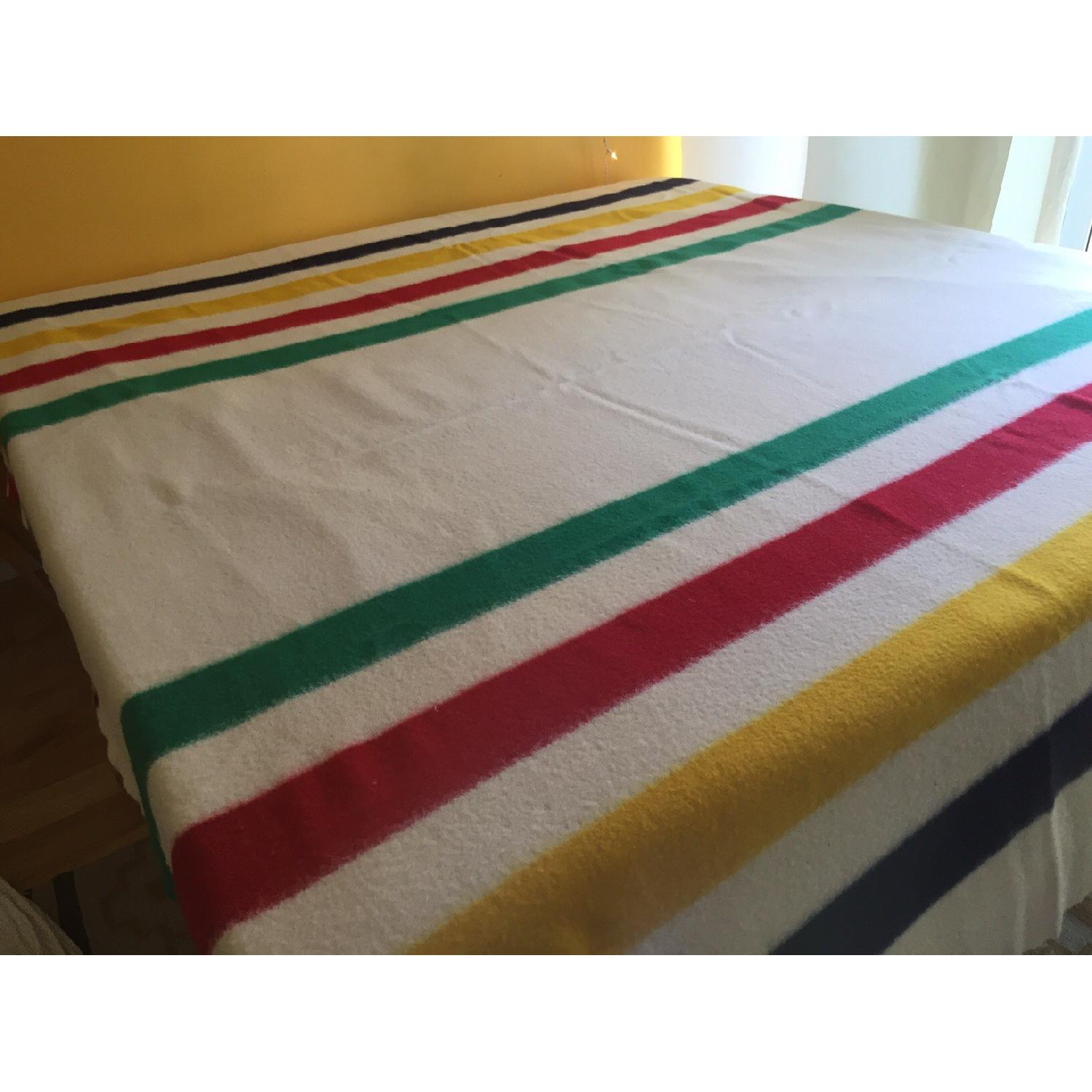 Vintage Hudson Bay 6 Point Queen Size Wool Blanket AptDeco