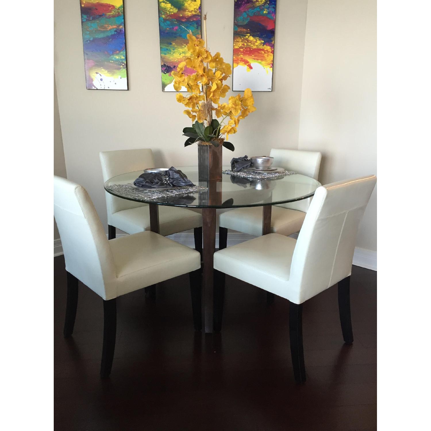 Crate & Barrel Ivory Leather Chairs - 4 Available - image-1