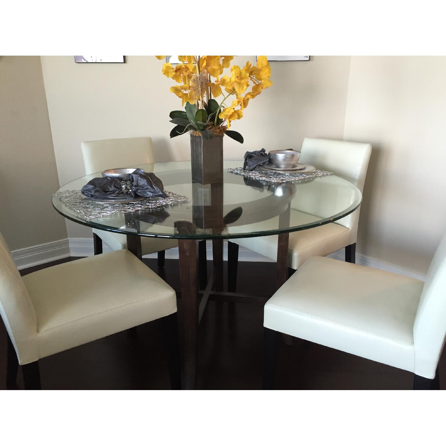 Crate & Barrel Ivory Leather Chairs - 4 Available - image-2