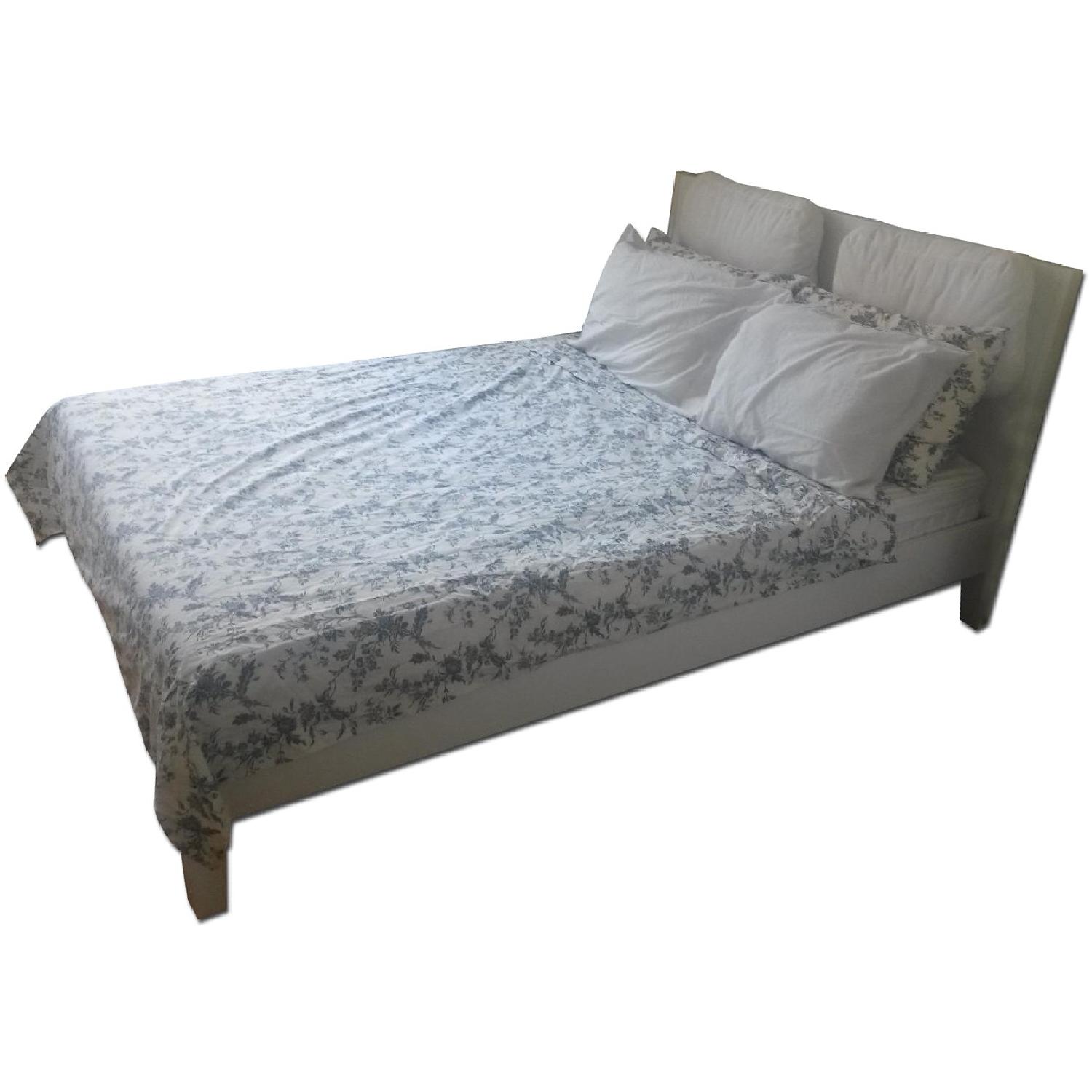 Ikea Nordli Queen Size Bed Frame in White w/ Lonset Slatted Base AptDeco