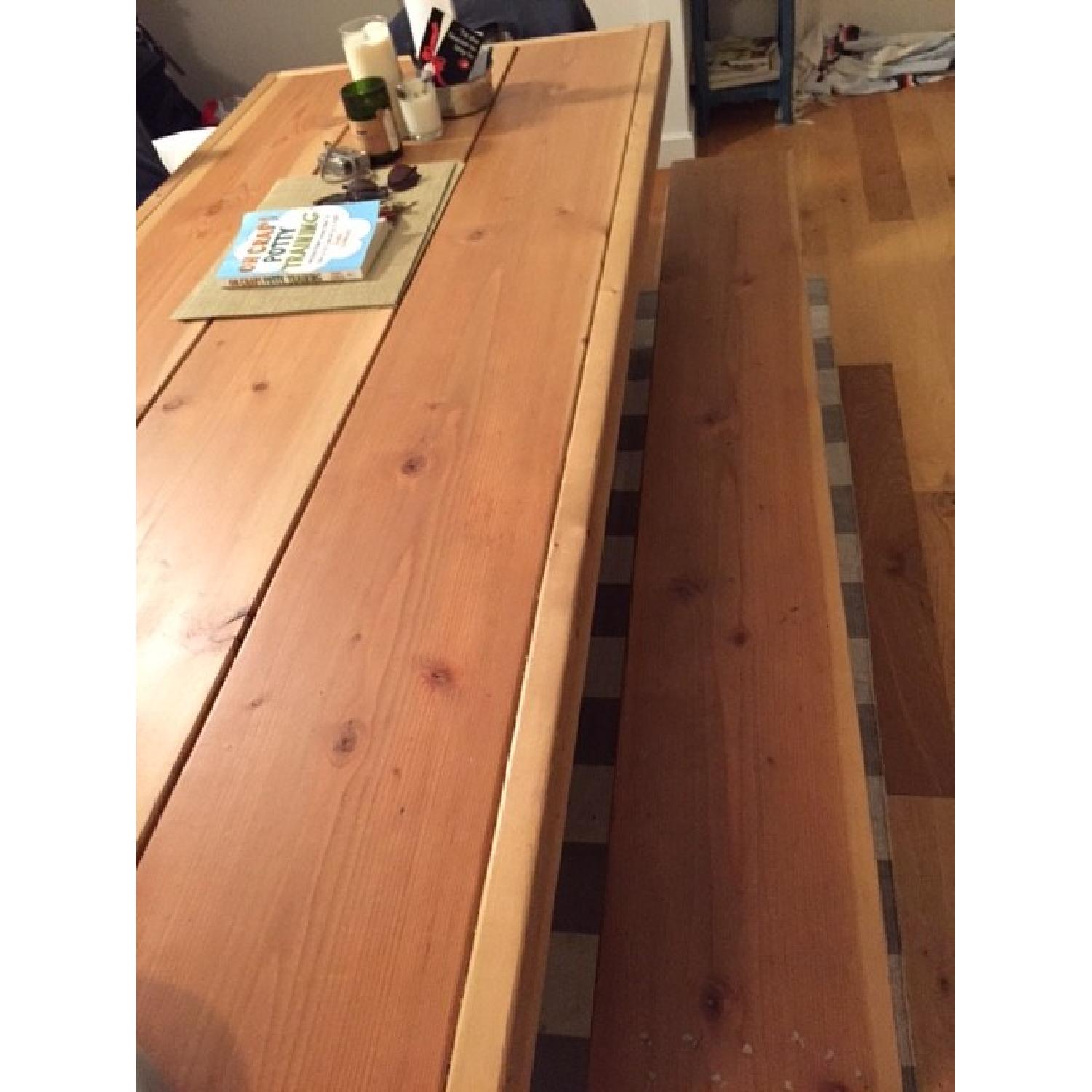 Reclaimed Wood Large Farmhouse Dining Table w/ 2 Benches - image-2