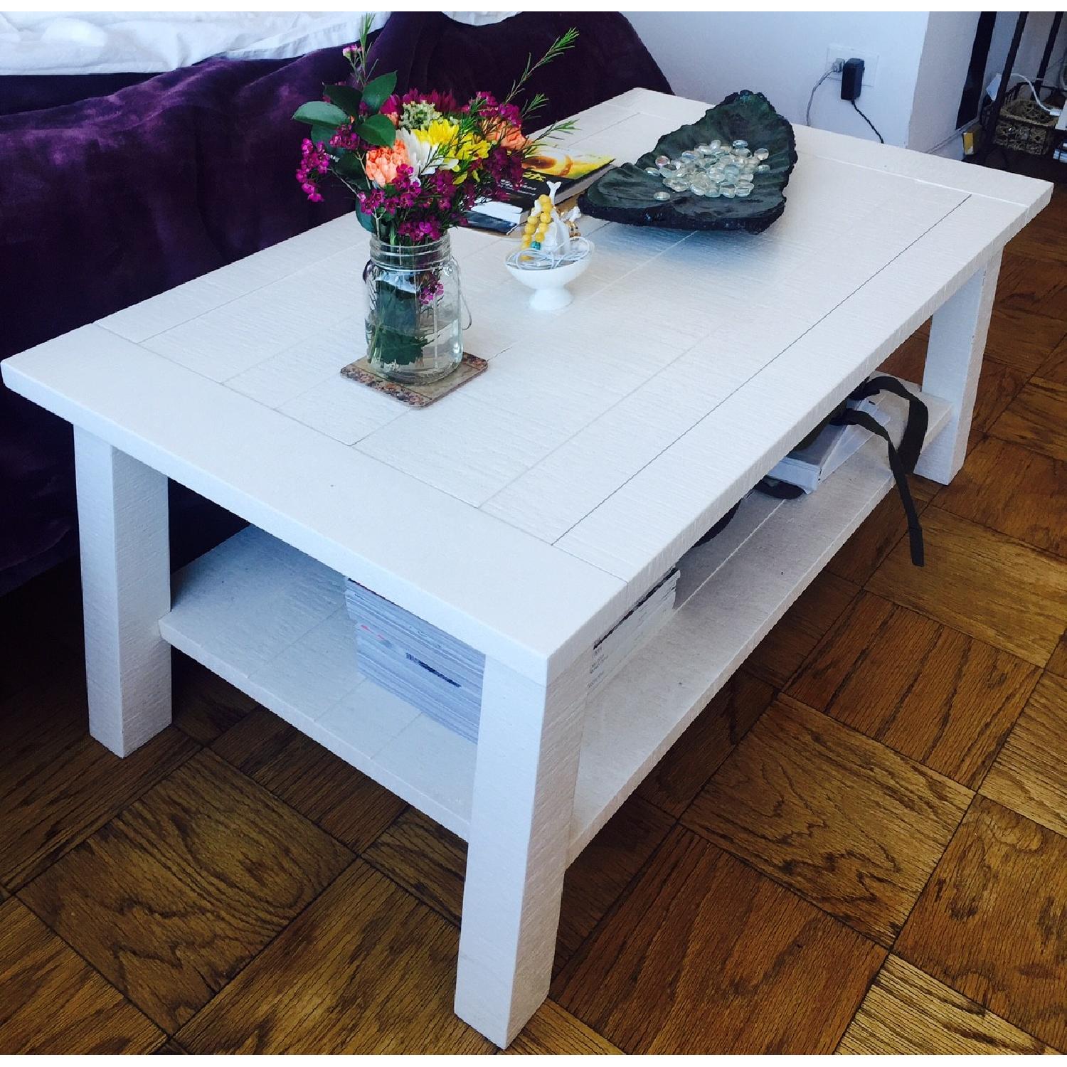 West Elm Rustic Wood Coffee Table in White - image-1