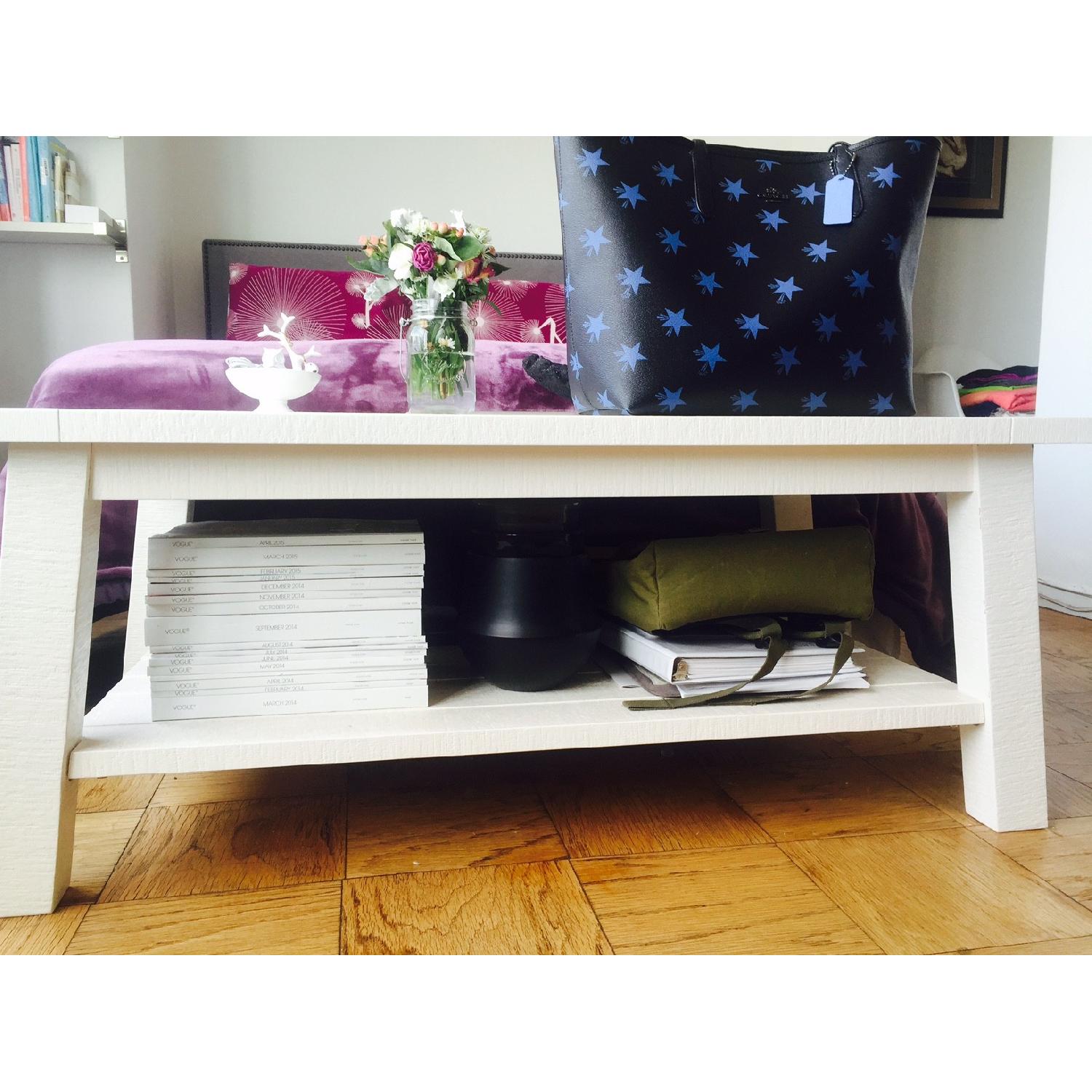 West Elm Rustic Wood Coffee Table in White - image-3