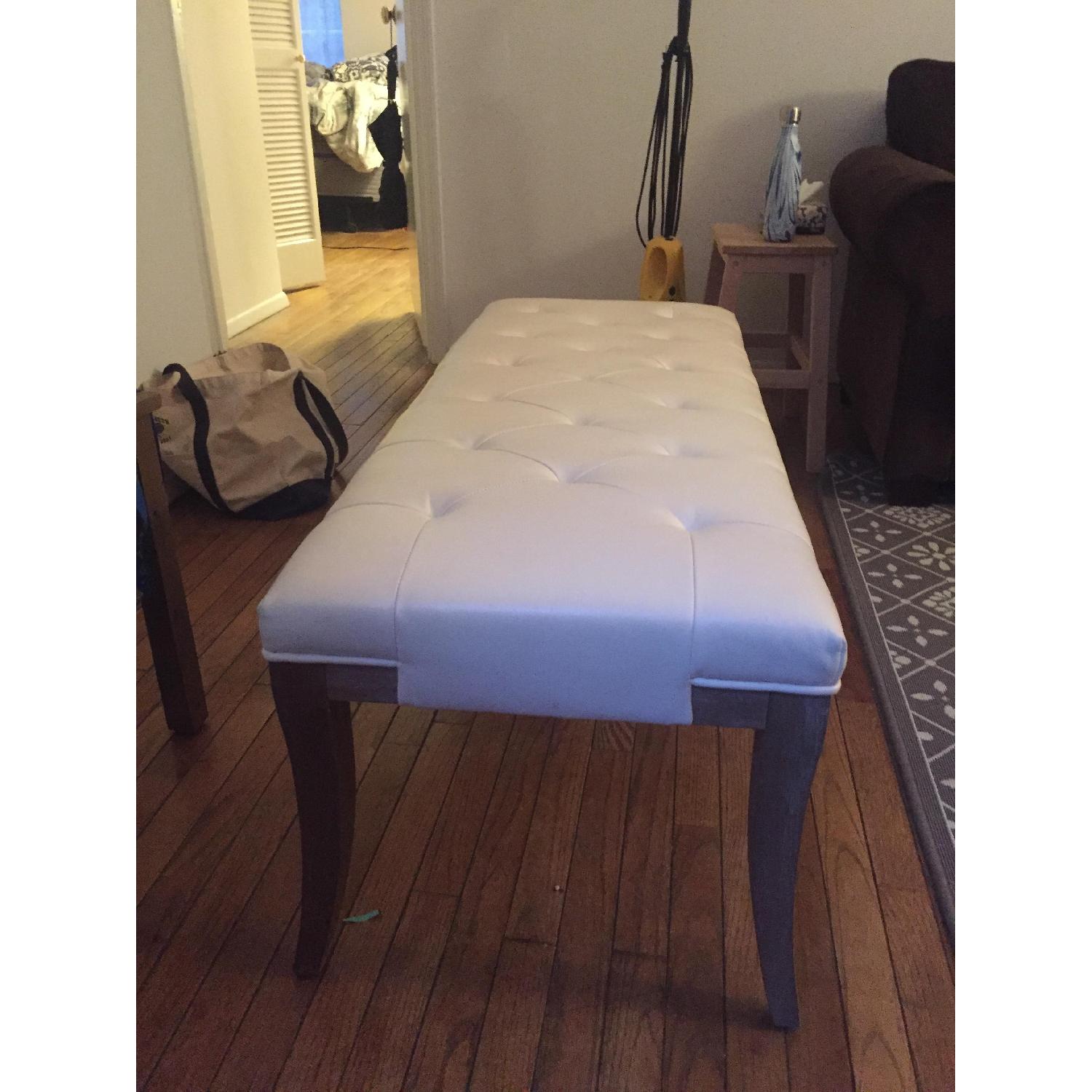 White Leather Ottoman - image-2