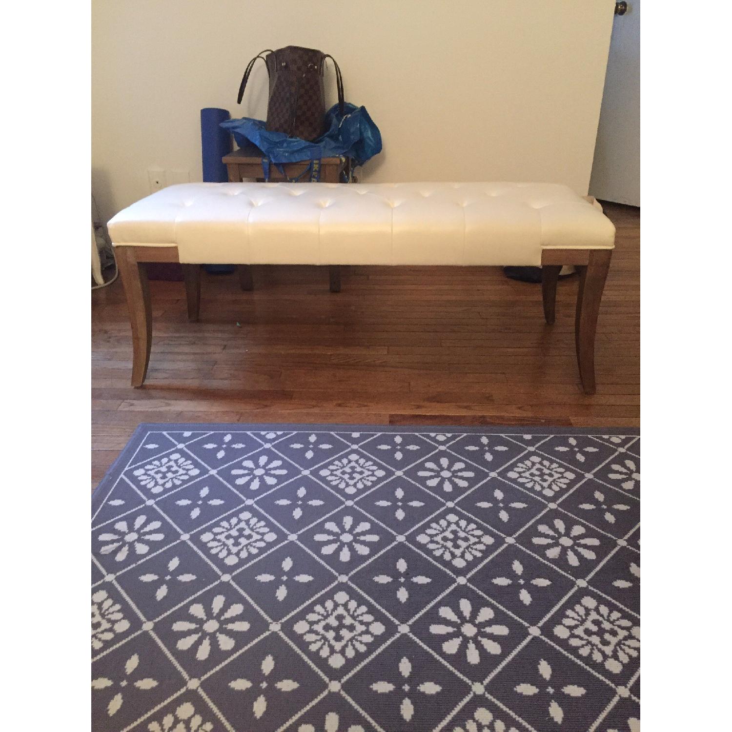 White Leather Ottoman - image-3