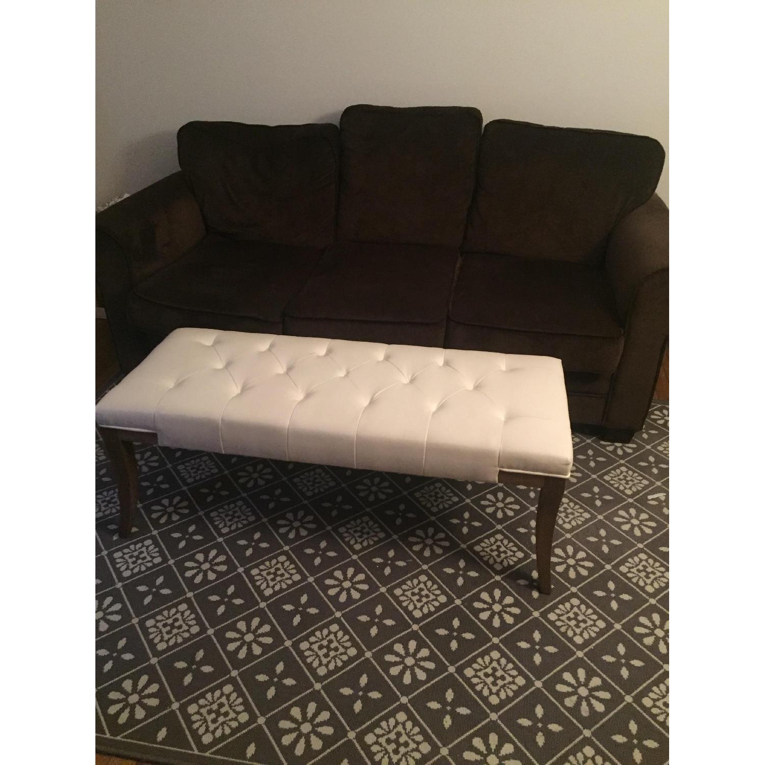 White Leather Ottoman - image-4