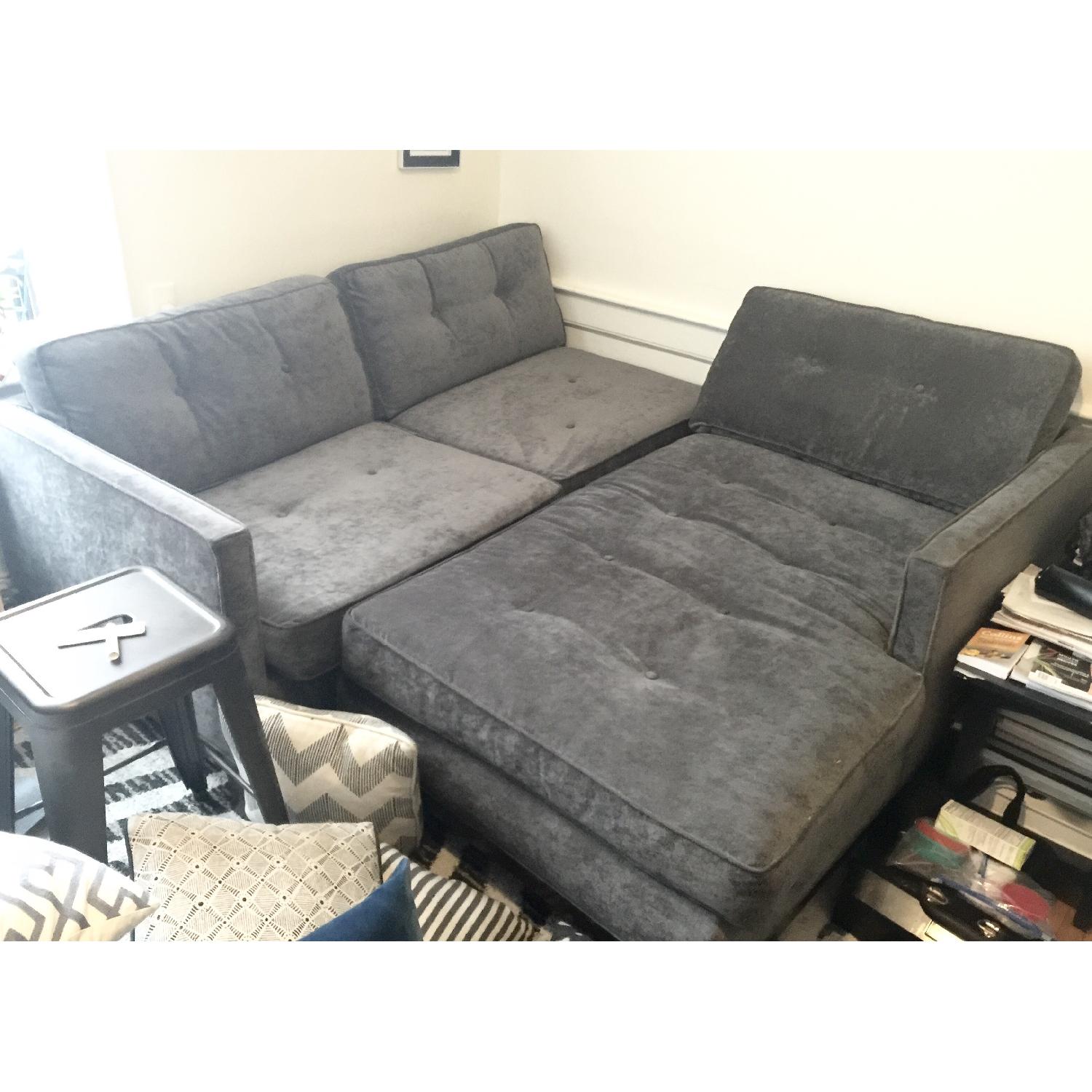 Grey Velvet Sectional Sofa - image-2