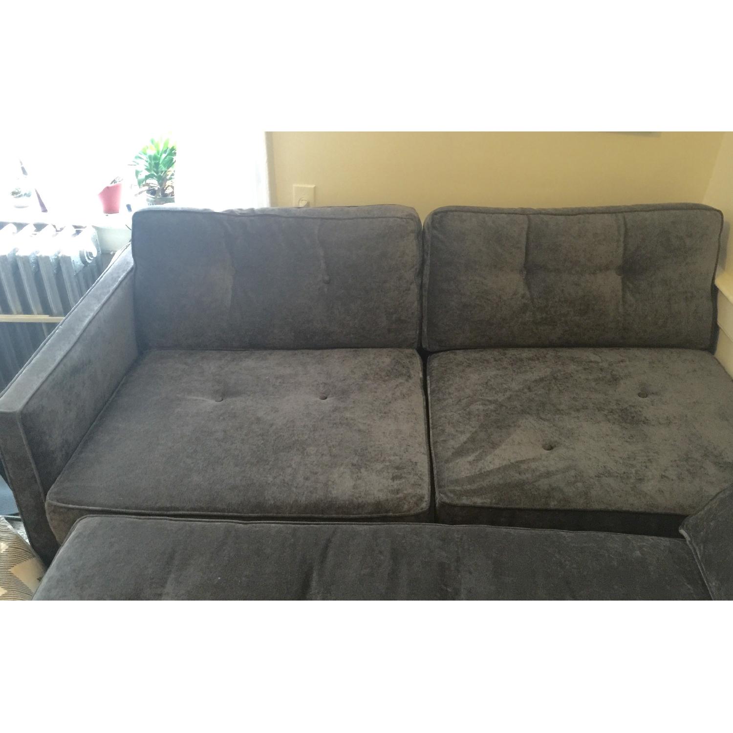 Grey Velvet Sectional Sofa - image-4
