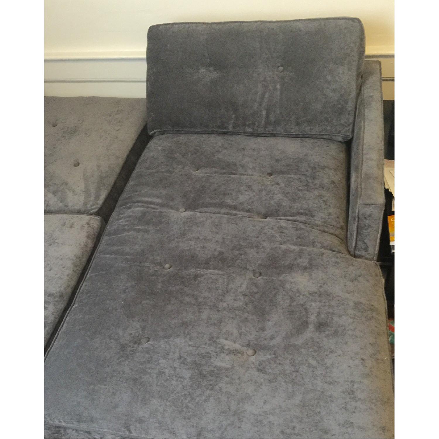 Grey Velvet Sectional Sofa - image-7