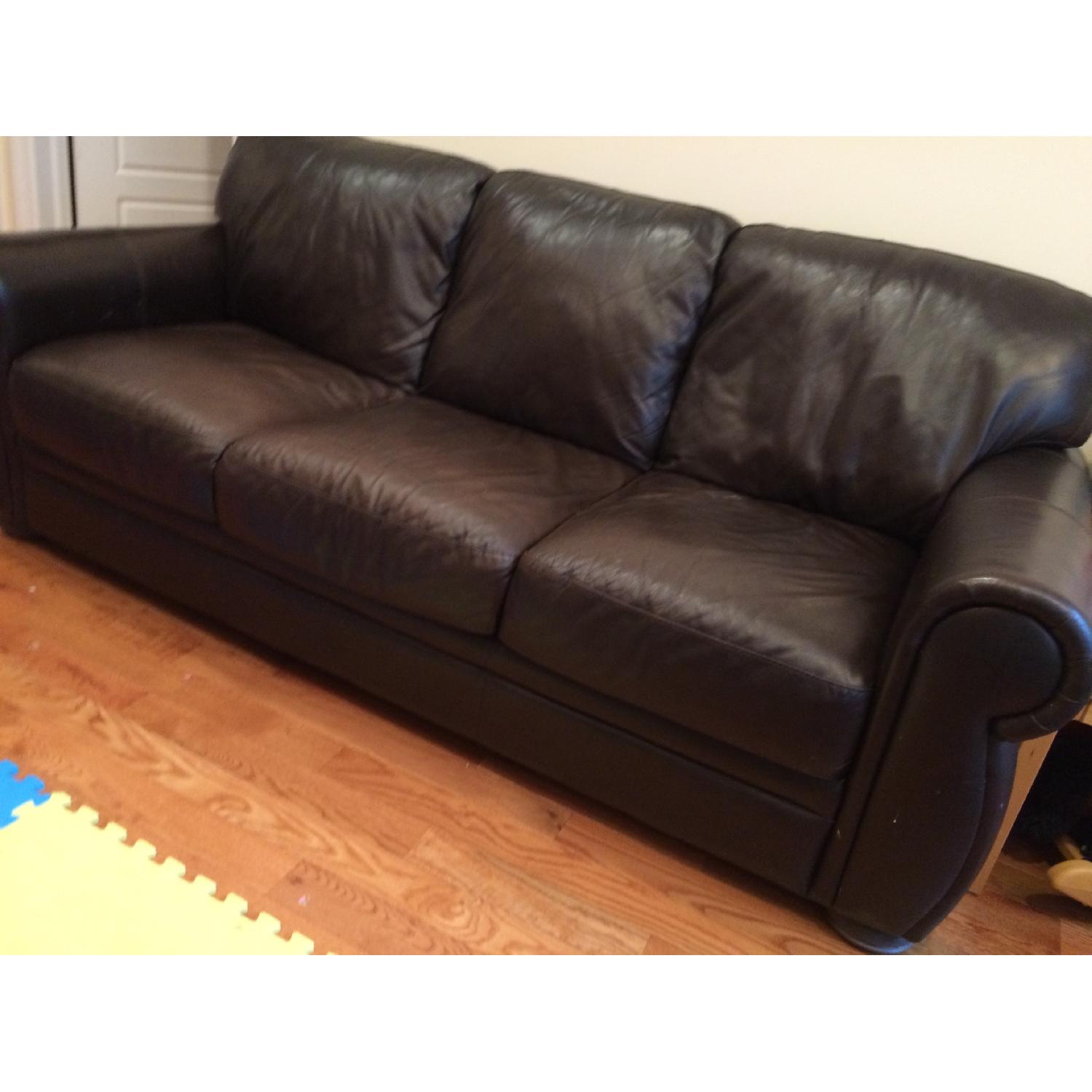 Chateau D'ax Marsala Leather Full Sleeper Sofa - image-1