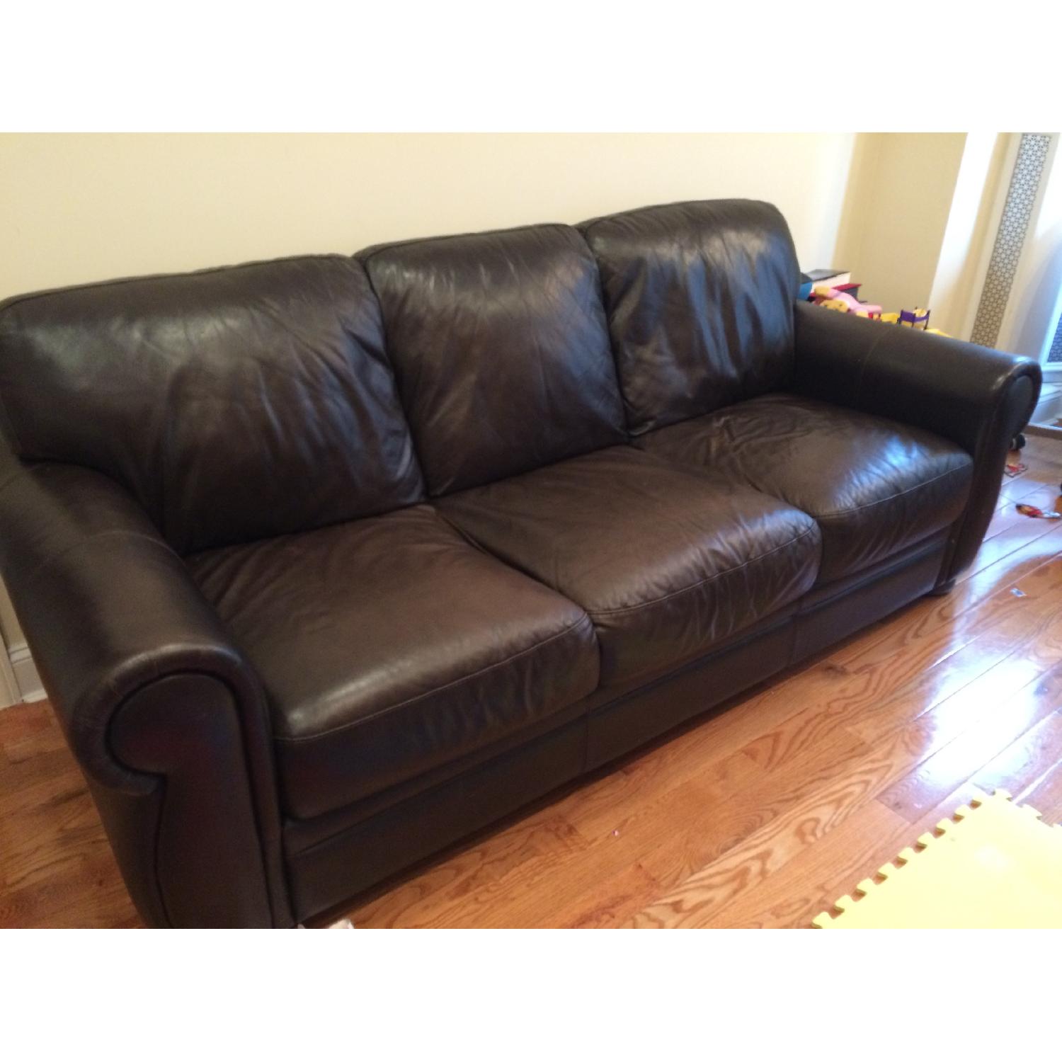 Chateau D'ax Marsala Leather Full Sleeper Sofa - image-2