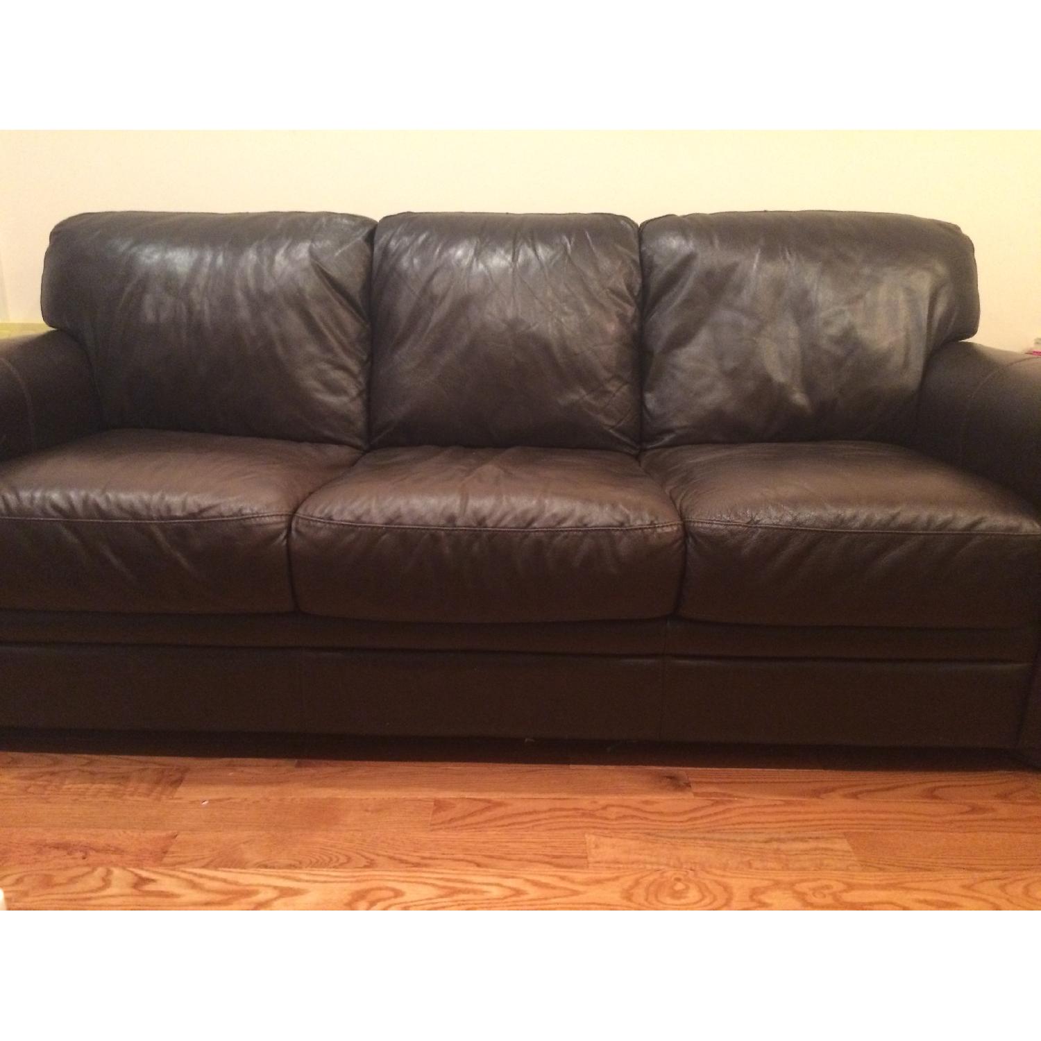 Chateau D'ax Marsala Leather Full Sleeper Sofa - image-3