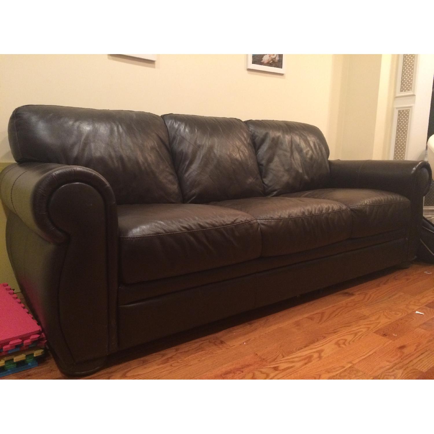 Chateau D'ax Marsala Leather Full Sleeper Sofa - image-5