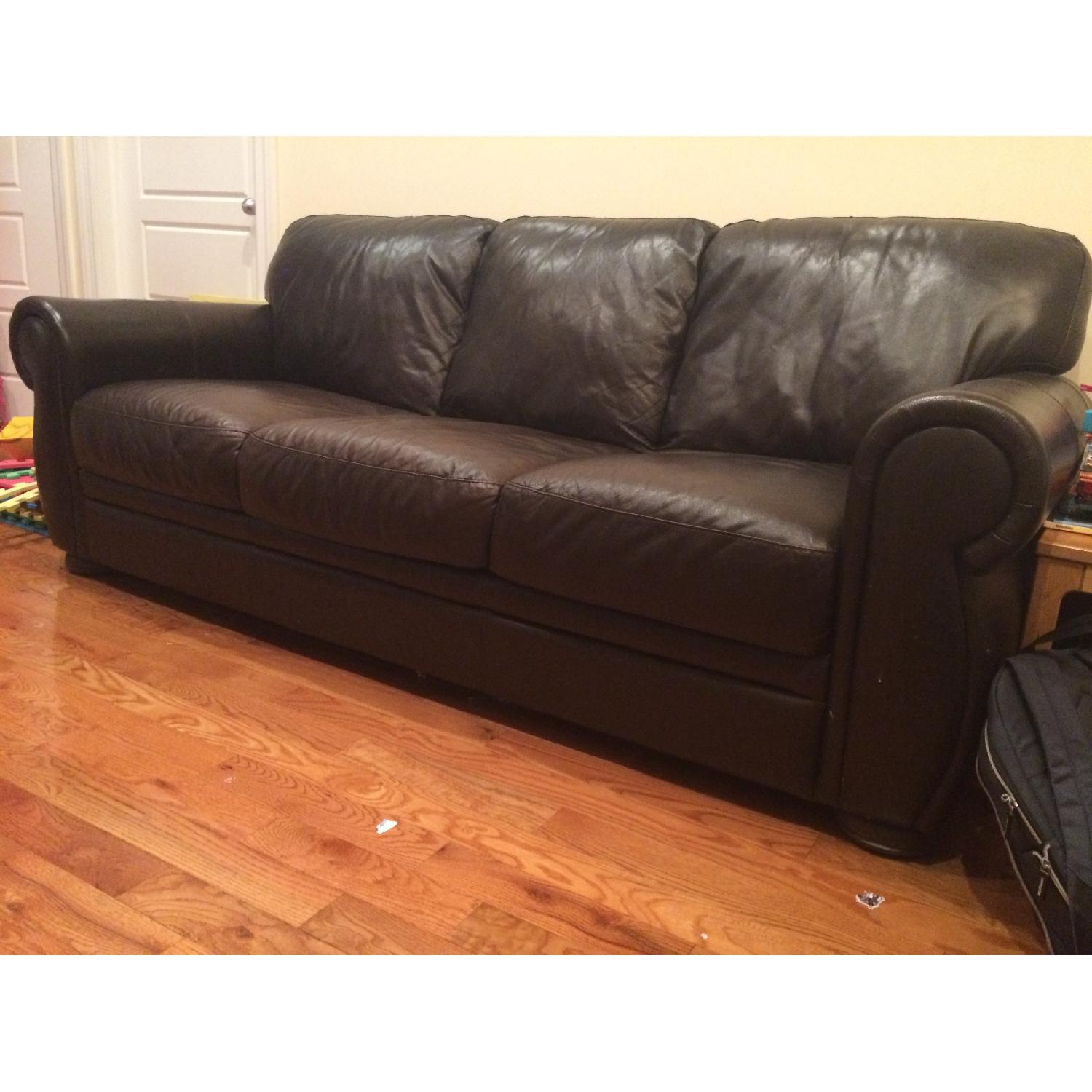 Chateau D'ax Marsala Leather Full Sleeper Sofa - image-6