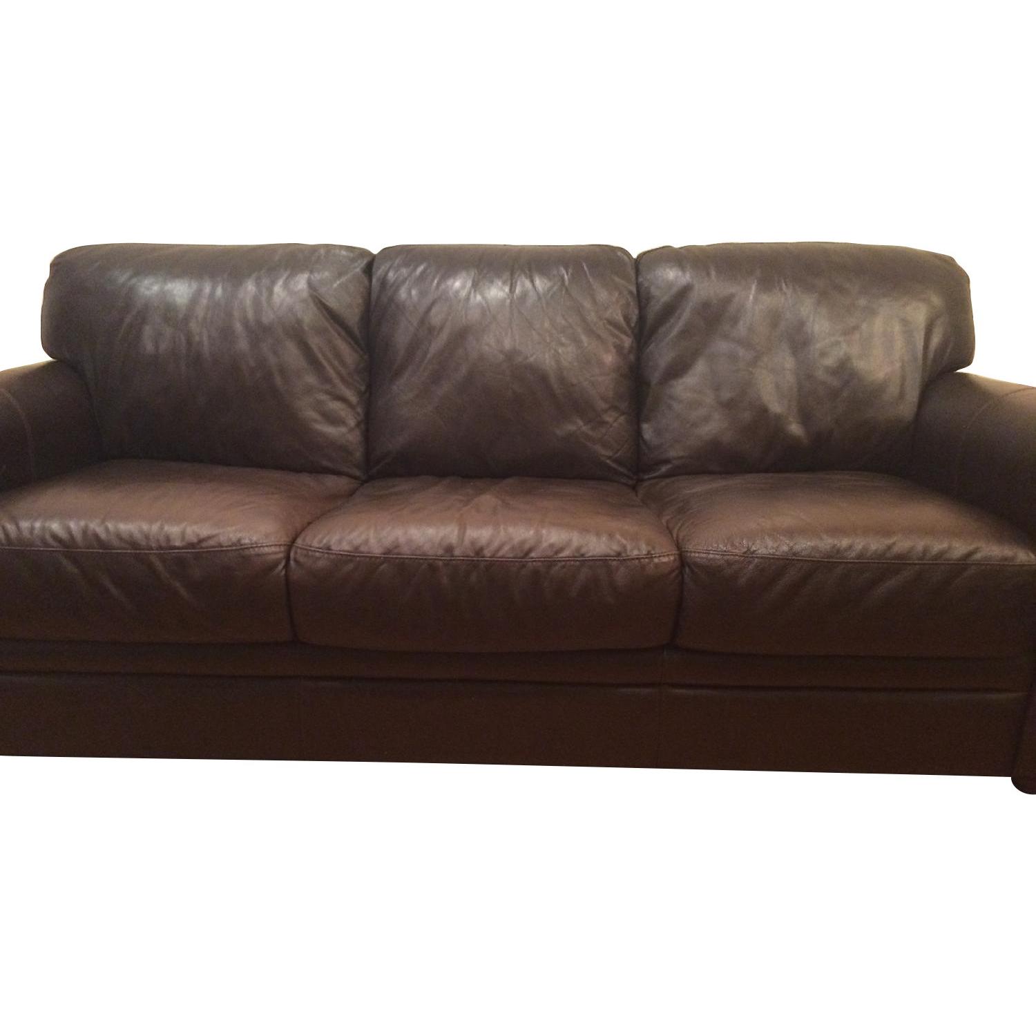 Chateau D'ax Marsala Leather Full Sleeper Sofa - image-0