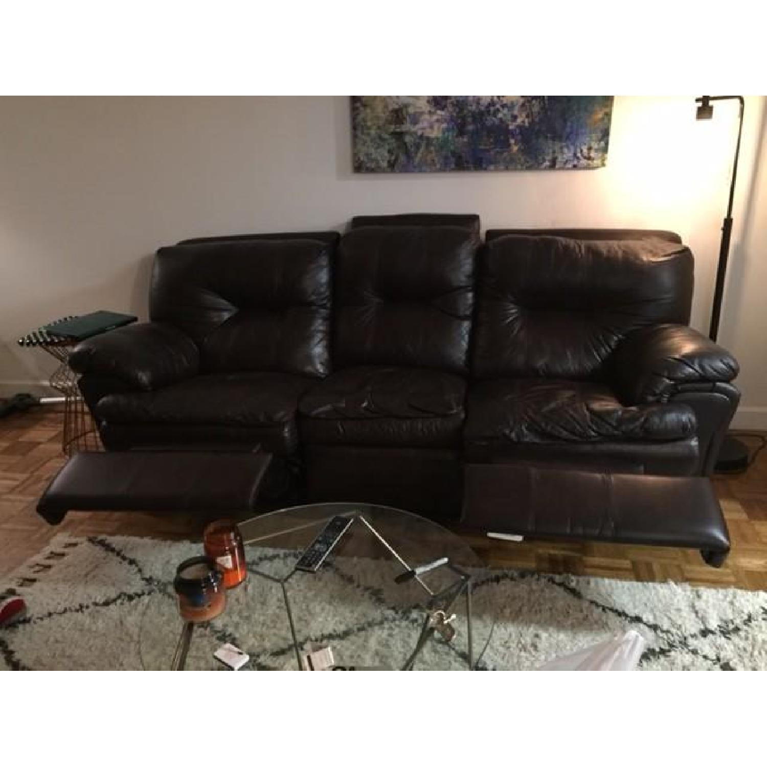 Bob's Brown Leather Dual Reclining Sofa - image-2