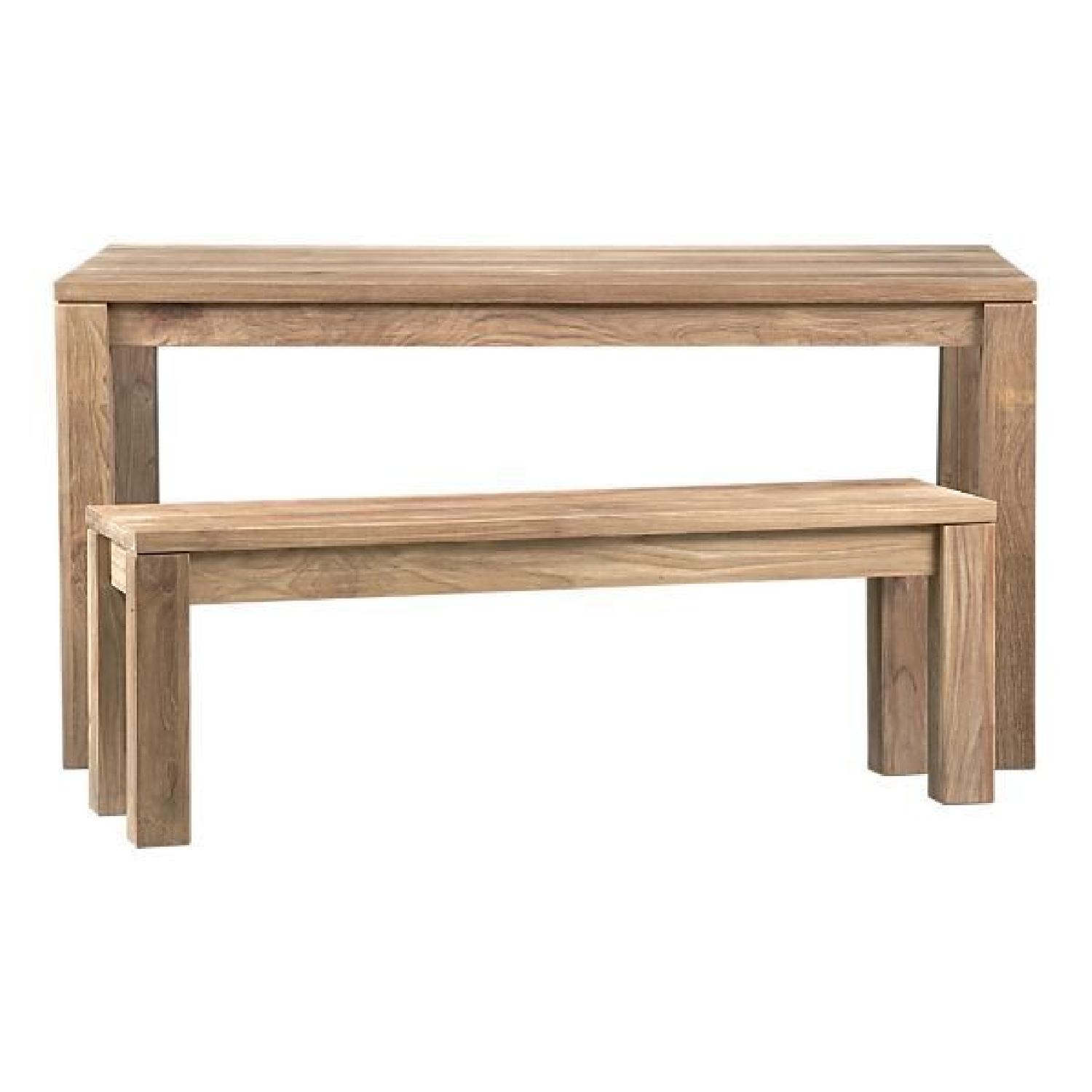Crate & Barrel Pacifica Solid Teak Dining Table w/ 1 Bench - image-7