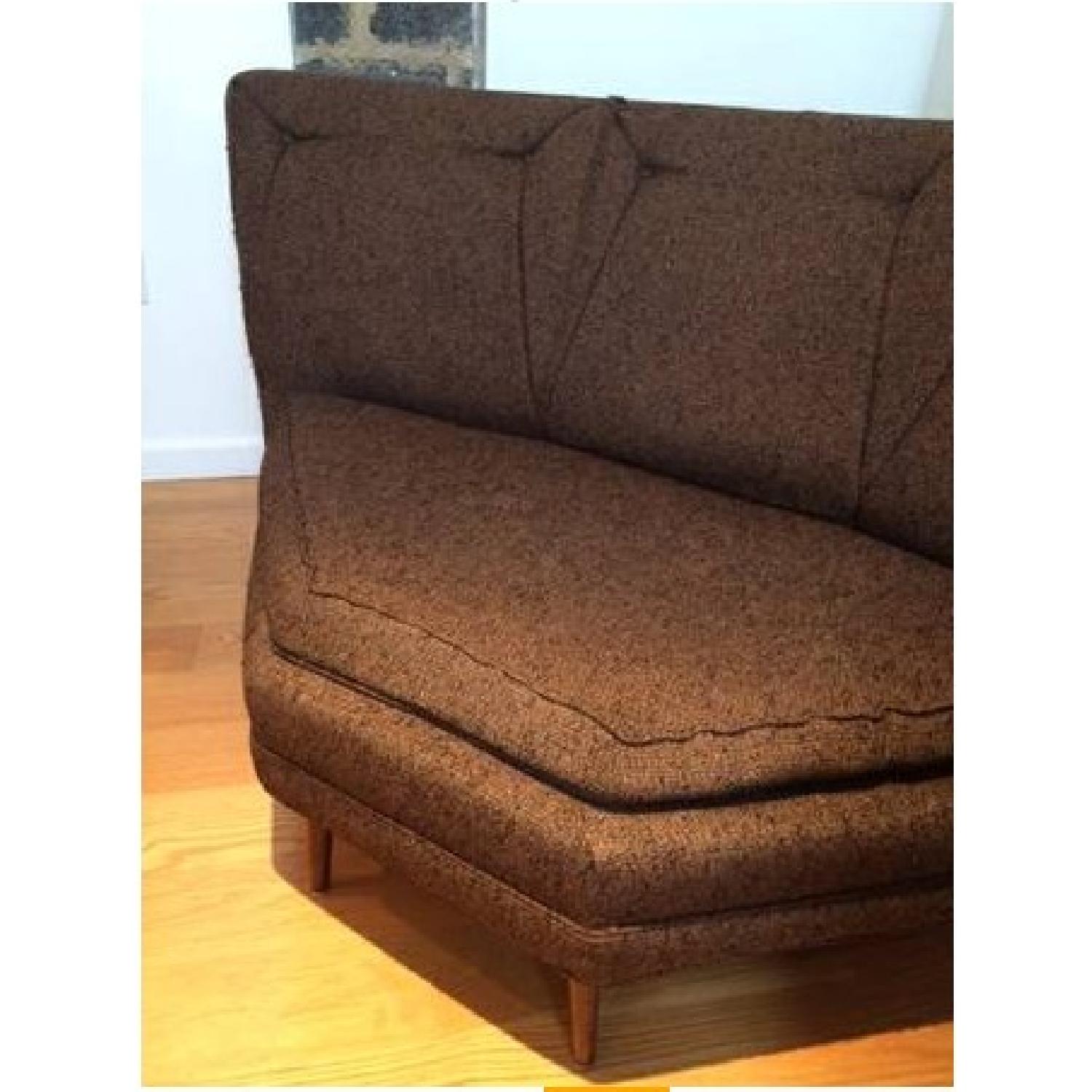 Vintage 1960s 3-Piece Sectional Sofa + Armchair & Ottoman in Brown - image-2
