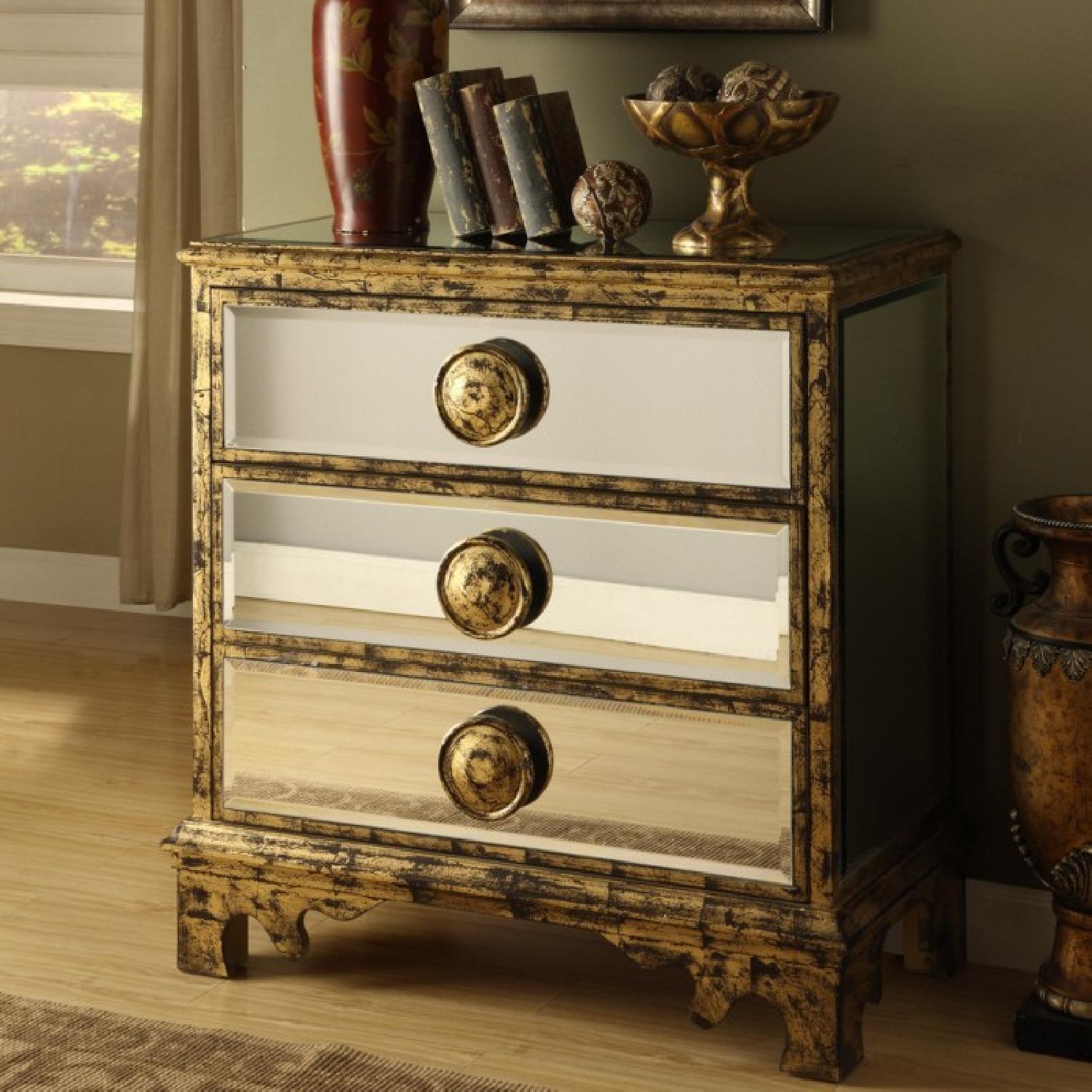 Coast To Coast Imports Mirrored Gold 3 Drawer Chest - image-2